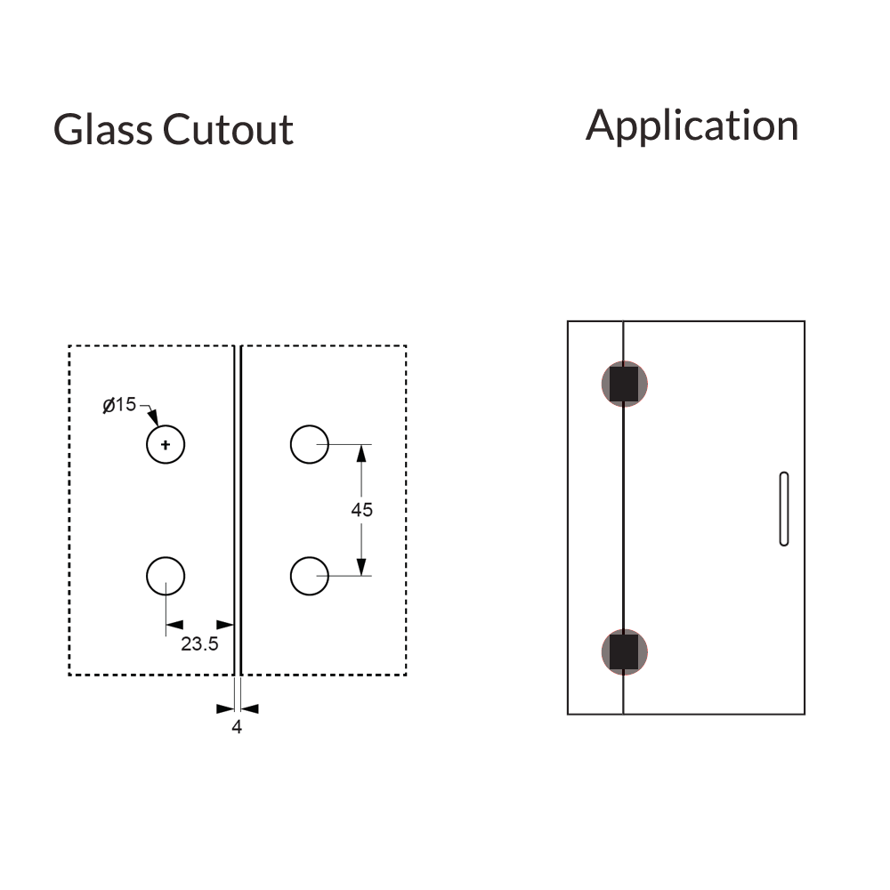 6mm Square Bifold Glass Hinge - Chrome Plated for Shower Doors, Cabinets & Room Dividers - Durable & Smooth Operation