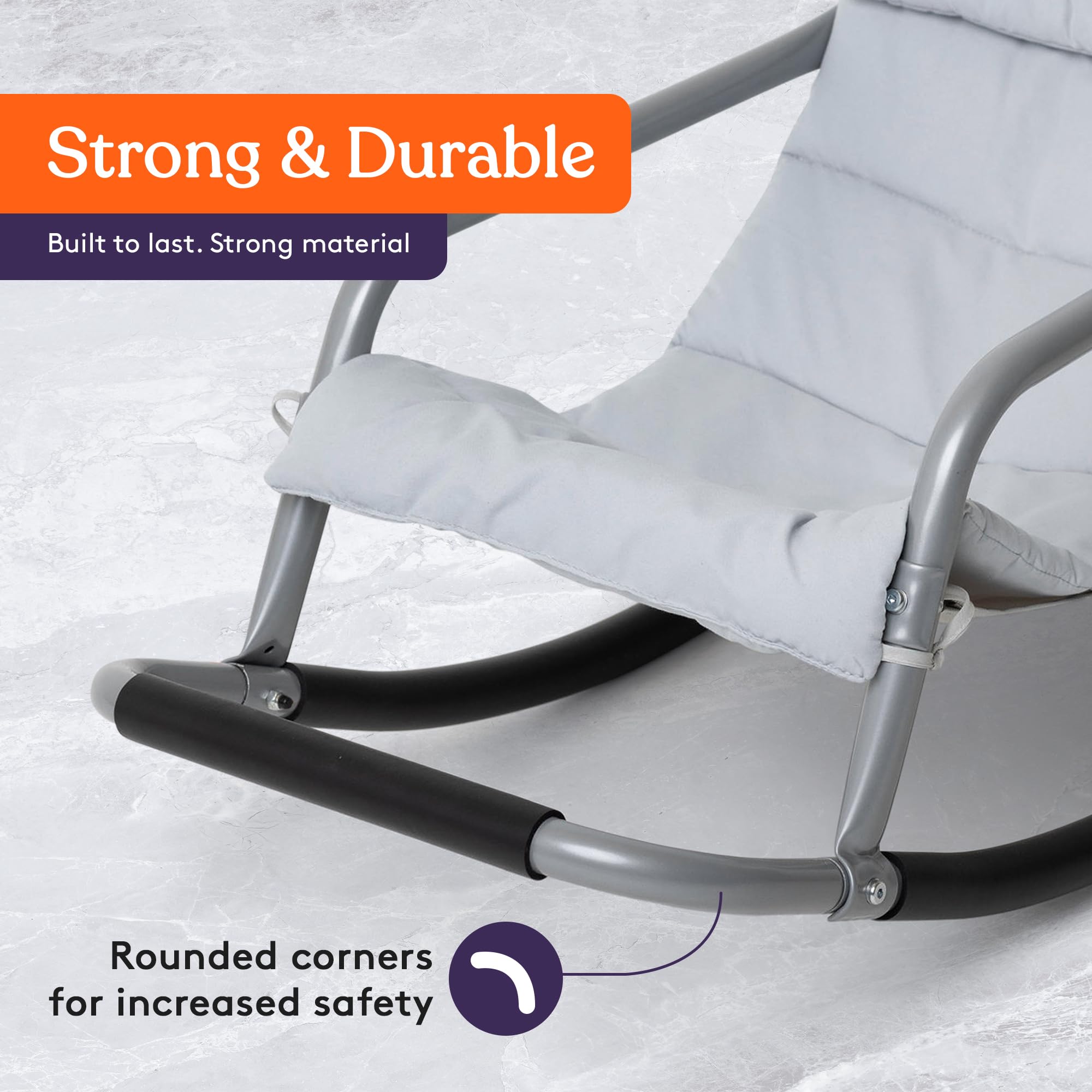 **Sensory Rocking Chair for Kids - Soft Fabric Comfortable Rocker Chair with Stability - Versatile Floor Chair for Playroom, Bedroom, Nursery (Ages 3+) - Grey - Perfect for Relaxation, Reading & Sensory Play**