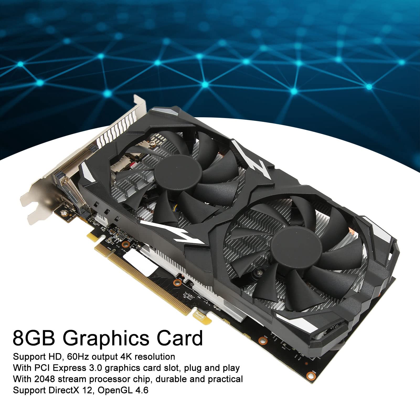 AMD Radeon RX 580 8GB GDDR5 256-bit Gaming Graphics Card with Dual Cooling Fans | 8K Support & PCI Express 3.0 | Perfect for 4K Gaming, Video Editing & Cryptocurrency Mining