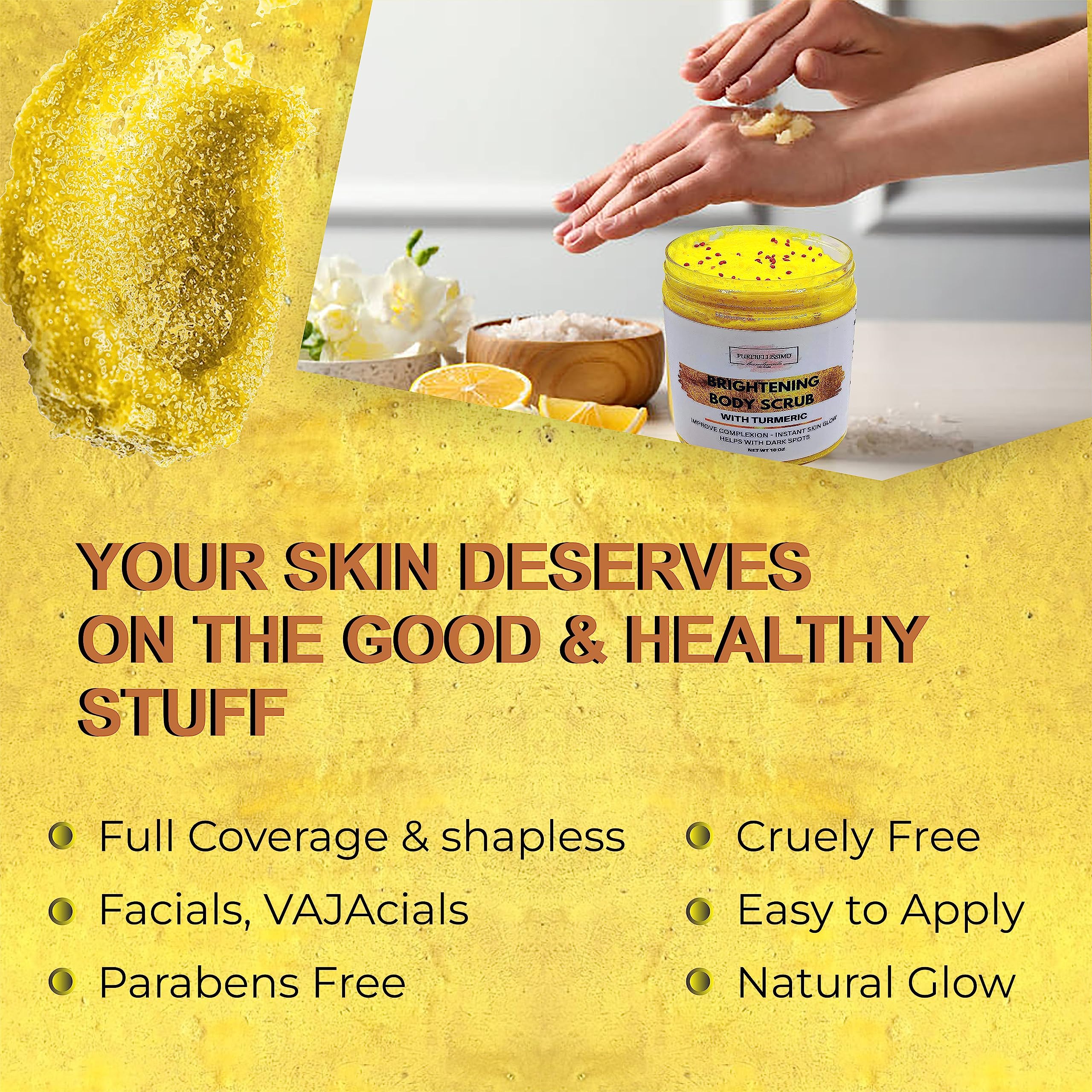 Brightening Turmeric Sugar Body Scrub for Dark Spots - Exfoliating & Glowing Skin Care - Perfect for Spa Day & At-Home Self Care Routine