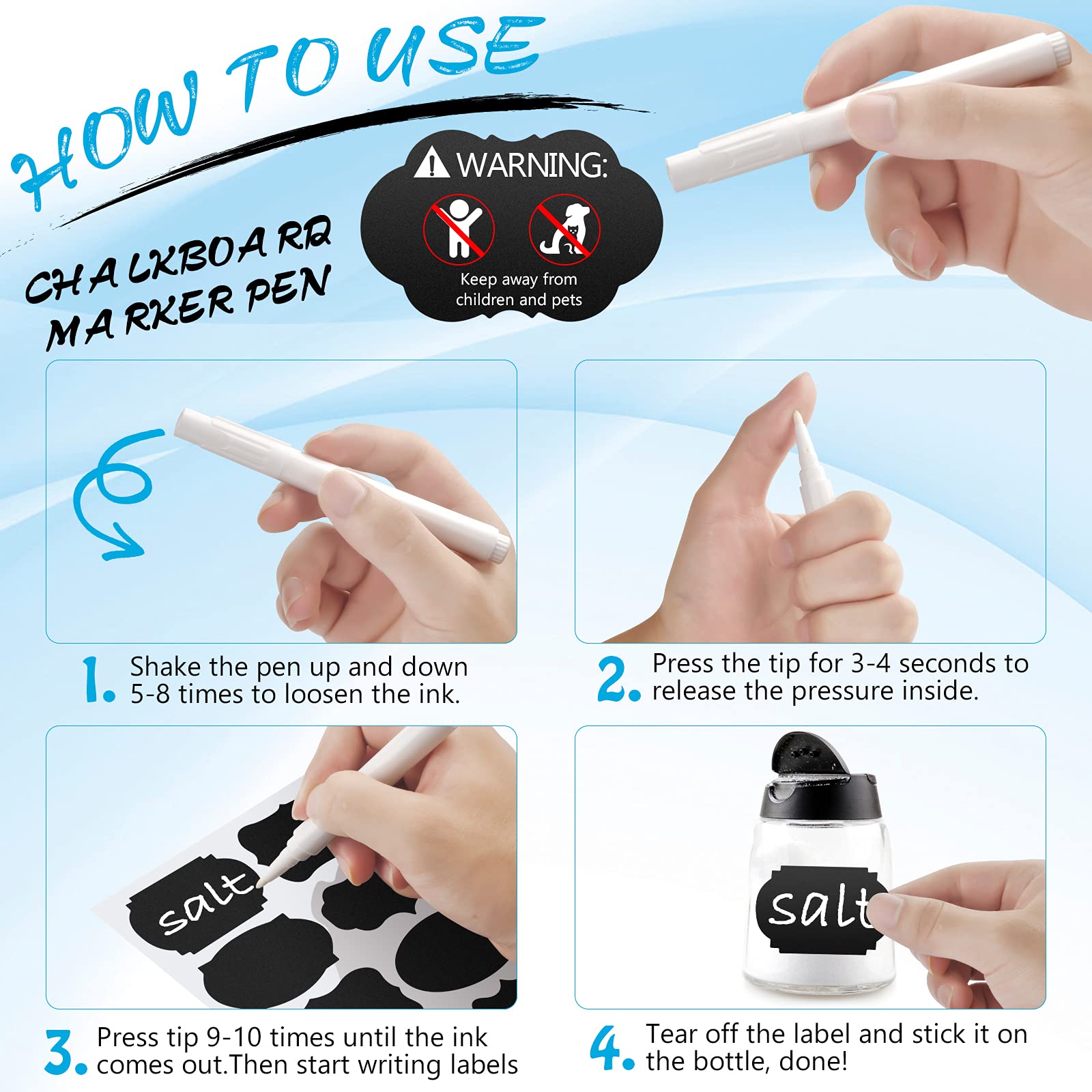 180pcs Reusable Waterproof Chalkboard Labels with 2 Free Erasable Chalk Markers - Mini Blackboard Stickers for Jars, Containers, Kitchen, Pantry, Office & Home Organization - Perfect for Labeling Spices, Storage Boxes & DIY Crafts