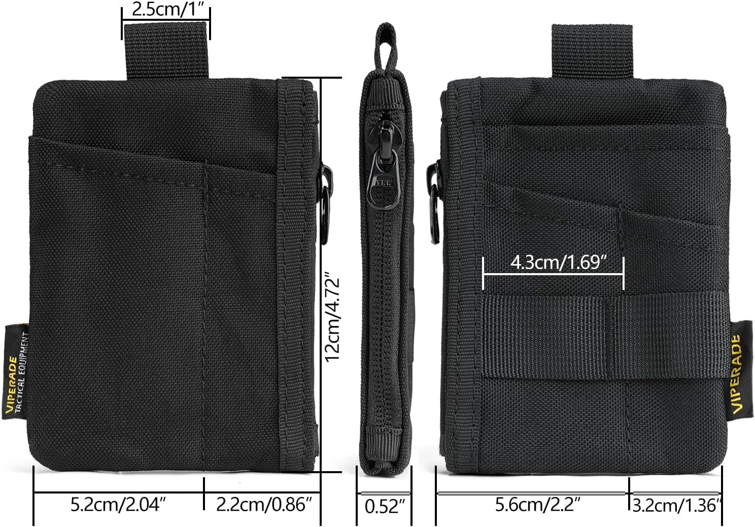 VIPERADE VE28 6-in-1 Mini EDC Pouch Organizer with 6 Pockets - Compact Multitool Keychain Wallet for Men - Perfect for Everyday Carry, Travel, Hiking & Backpack Accessories