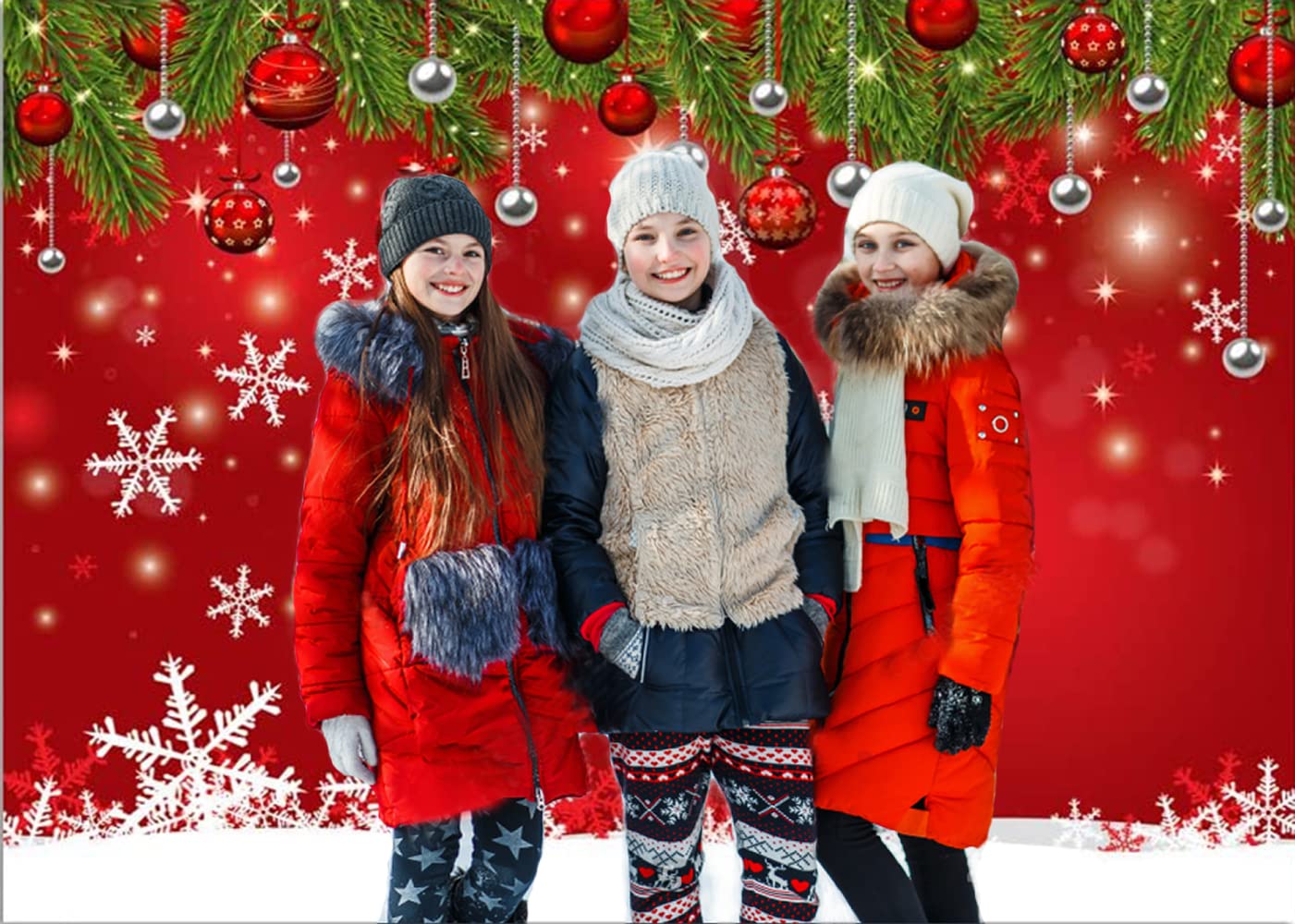 7x5ft Red Christmas Backdrop with Snowflake Design - Holiday Party Decor, New Year Eve Photography Background, Family Gathering Photo Booth Scene (Perfect for Christmas Parties, Home Decor & Festive Events)