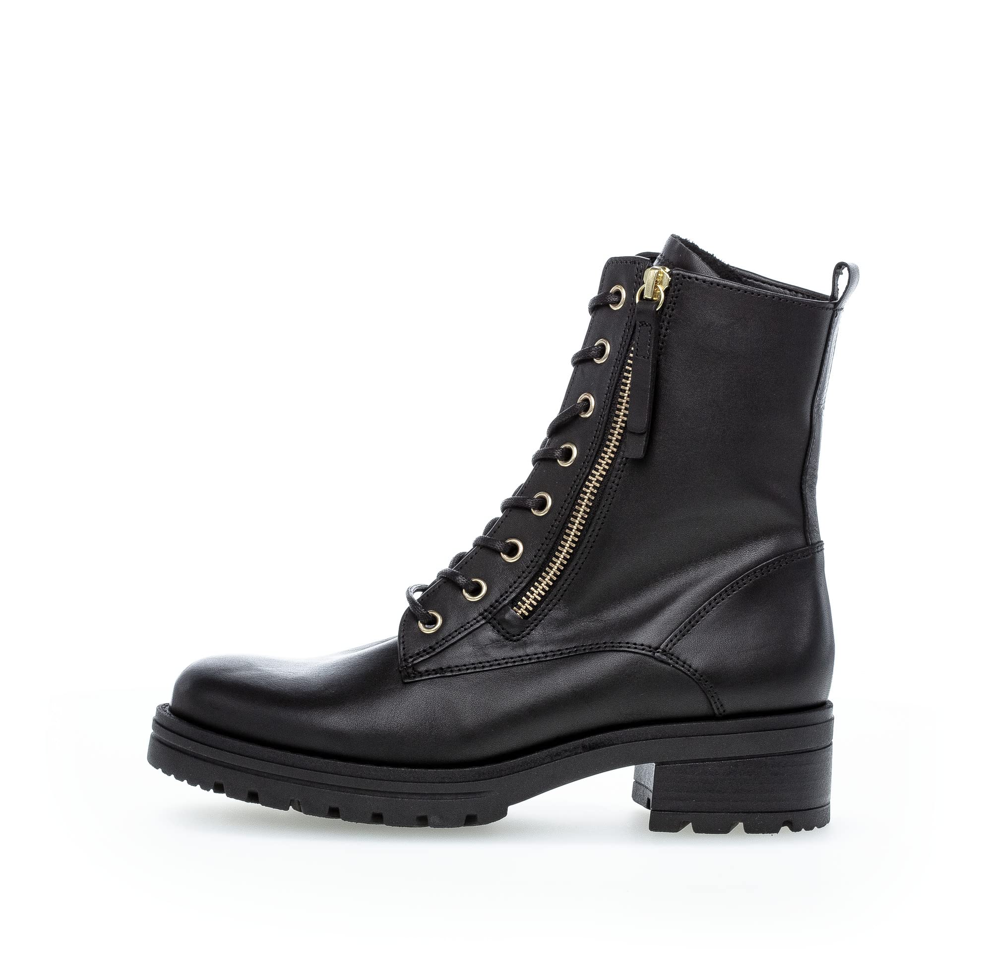 Gabor Women's Black Combat Ankle Boots with Removable Insole - Warm Lined Lace-Up Booties for Winter Fashion & Casual Wear - Size 40.5 EU / 7 UK