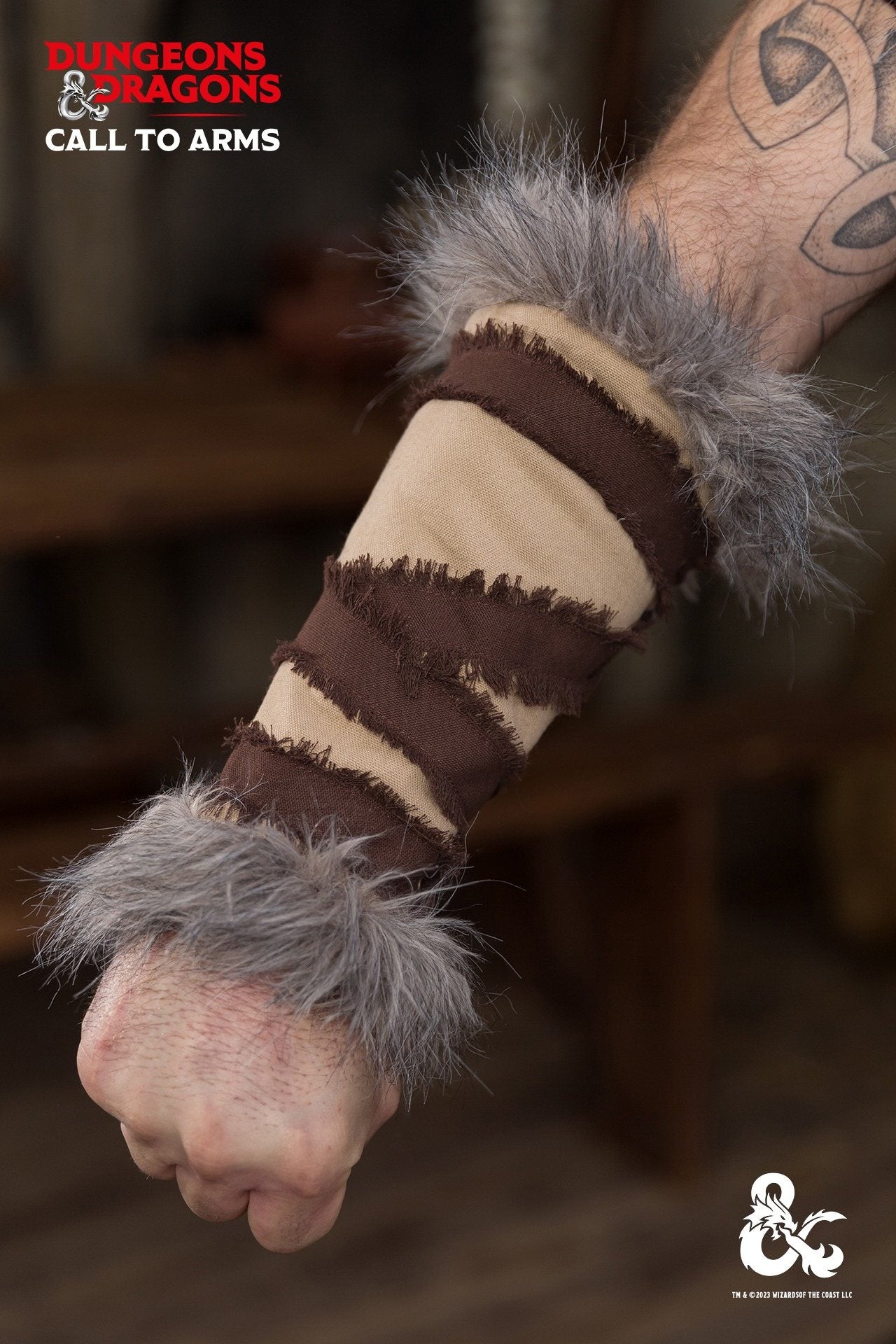 Dungeons & Dragons Barbarian Bracers - Hemp & Brown Leather Wrist Armor for RPG Cosplay & LARP Costume | Perfect for D&D Game Nights & Fantasy Conventions