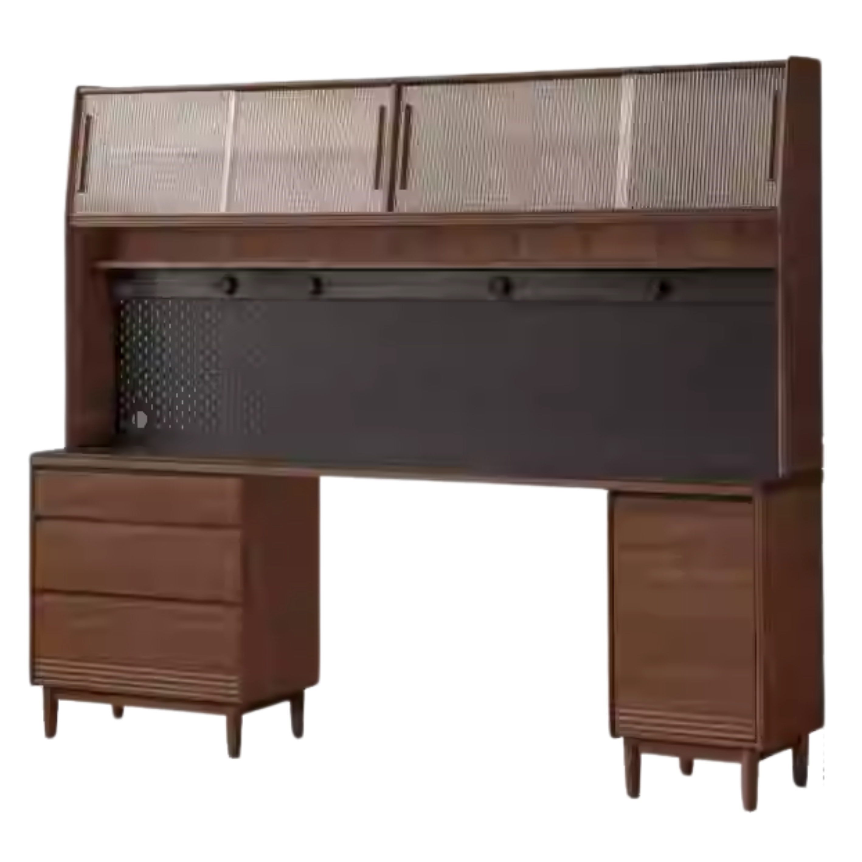 Premium Black Walnut & Oak Solid Wood Storage Cabinet - Luxury Style Rock Plate Design for Living Room, Bedroom & Office Organization