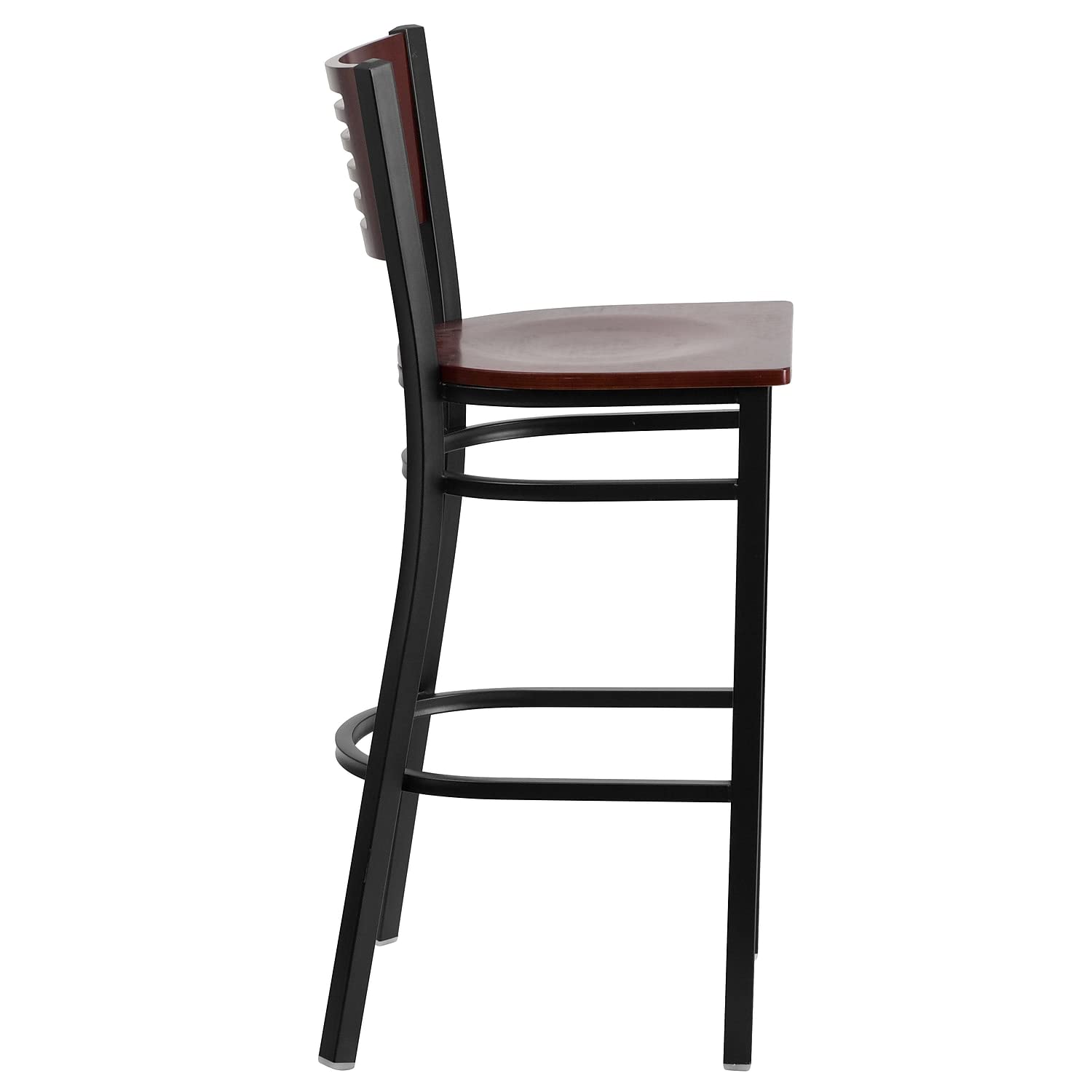 Flash Furniture 2-Pack HERCULES Series Black Metal Bar Stools with Mahogany Wood Seat & Back - Heavy Duty Restaurant & Home Bar Stools for Kitchen Counter, Pub, and Dining Room