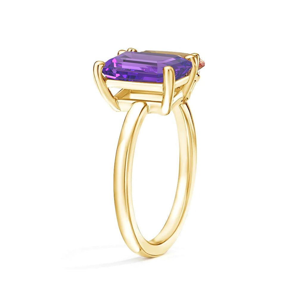 Personalized Toi et Moi Amethyst Birthstone Ring - Custom Anniversary Jewelry for Couples, Gift for Her, Romantic Proposal & Wedding Band