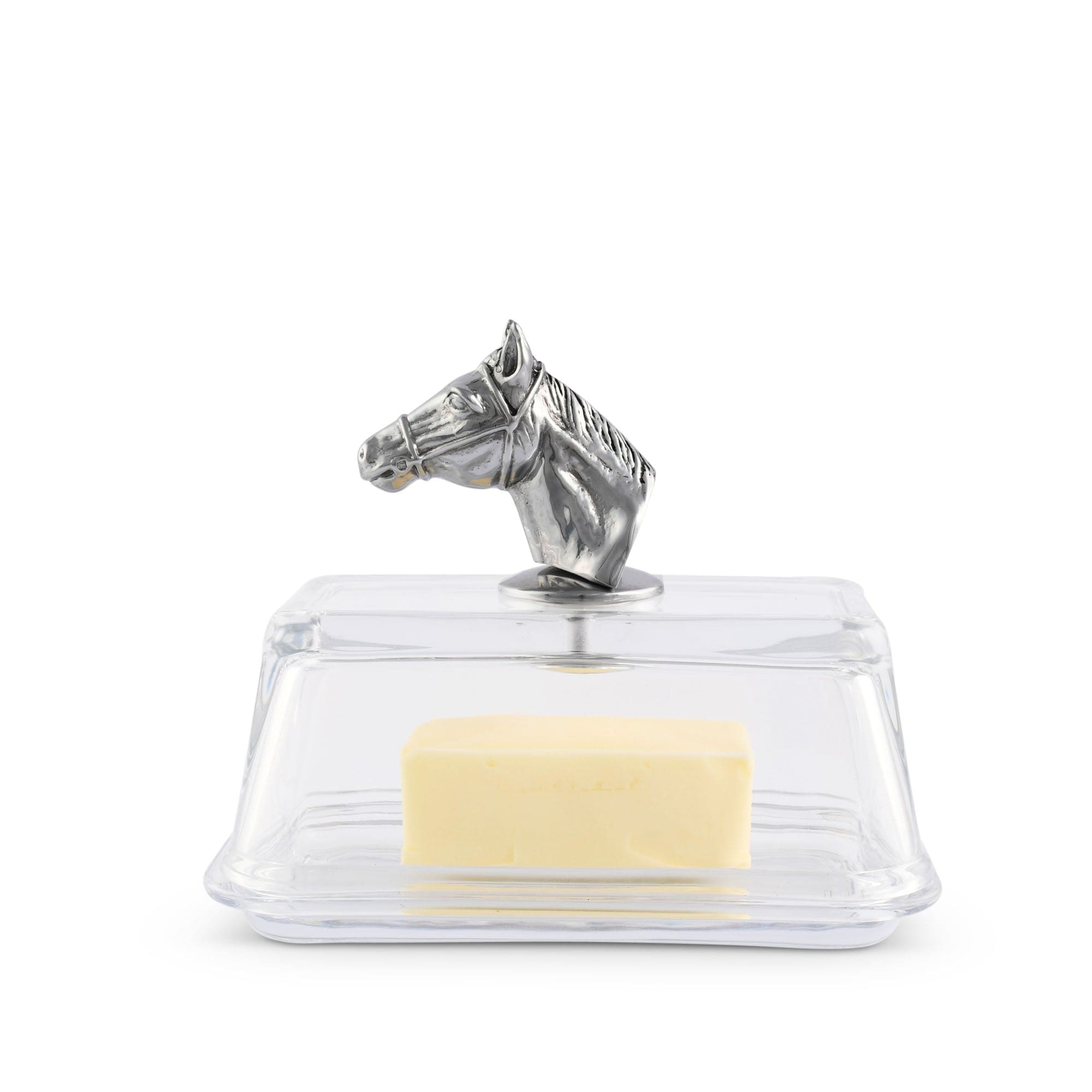 Premium Glass Butter Dish with Elegant Horse Head Design - Perfect for Kitchen, Dining Table, and Gift Giving
