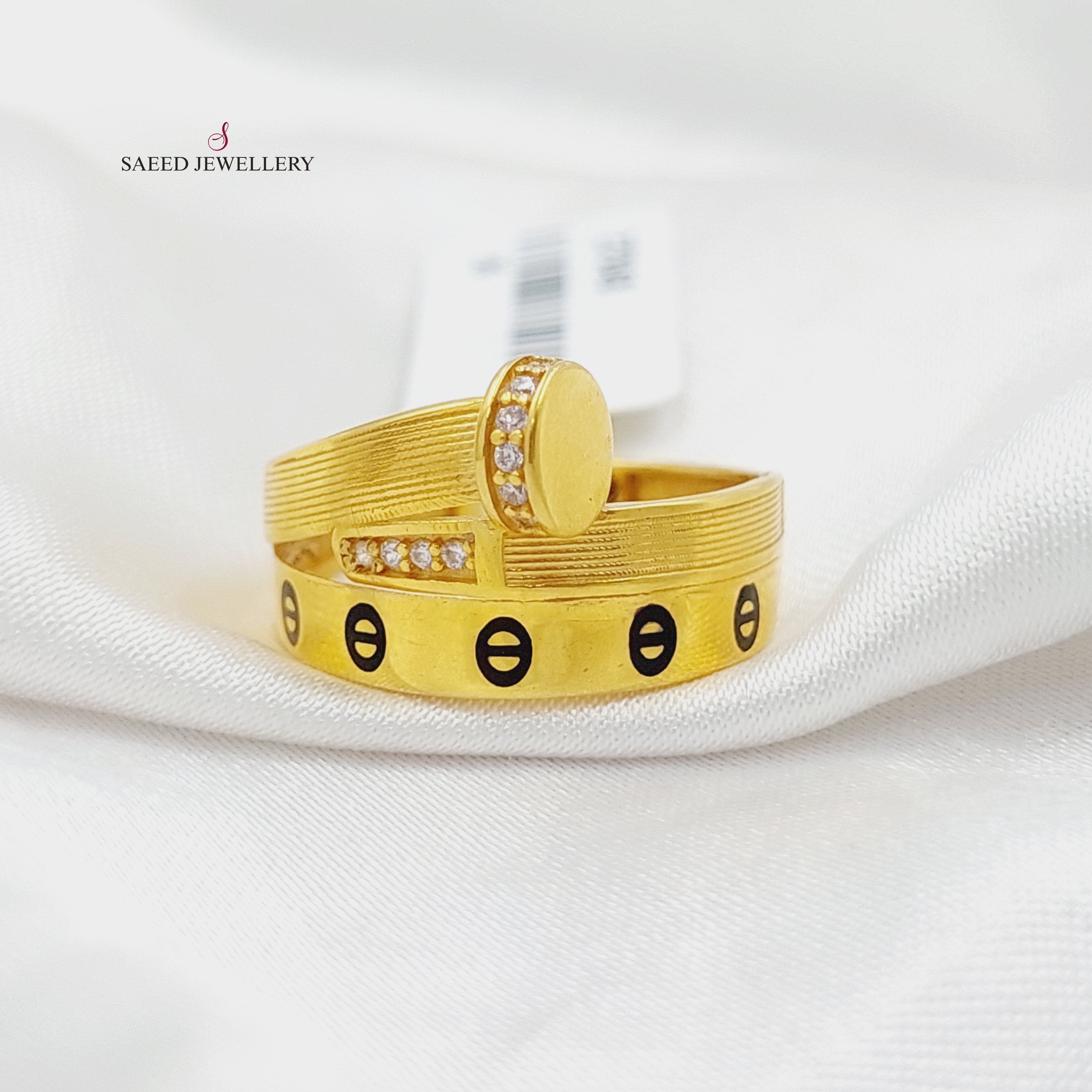 Enameled & Zircon Studded Nail Ring - Elegant Gothic Punk Jewelry for Women - Perfect for Parties, Concerts and Fashion Accessories
