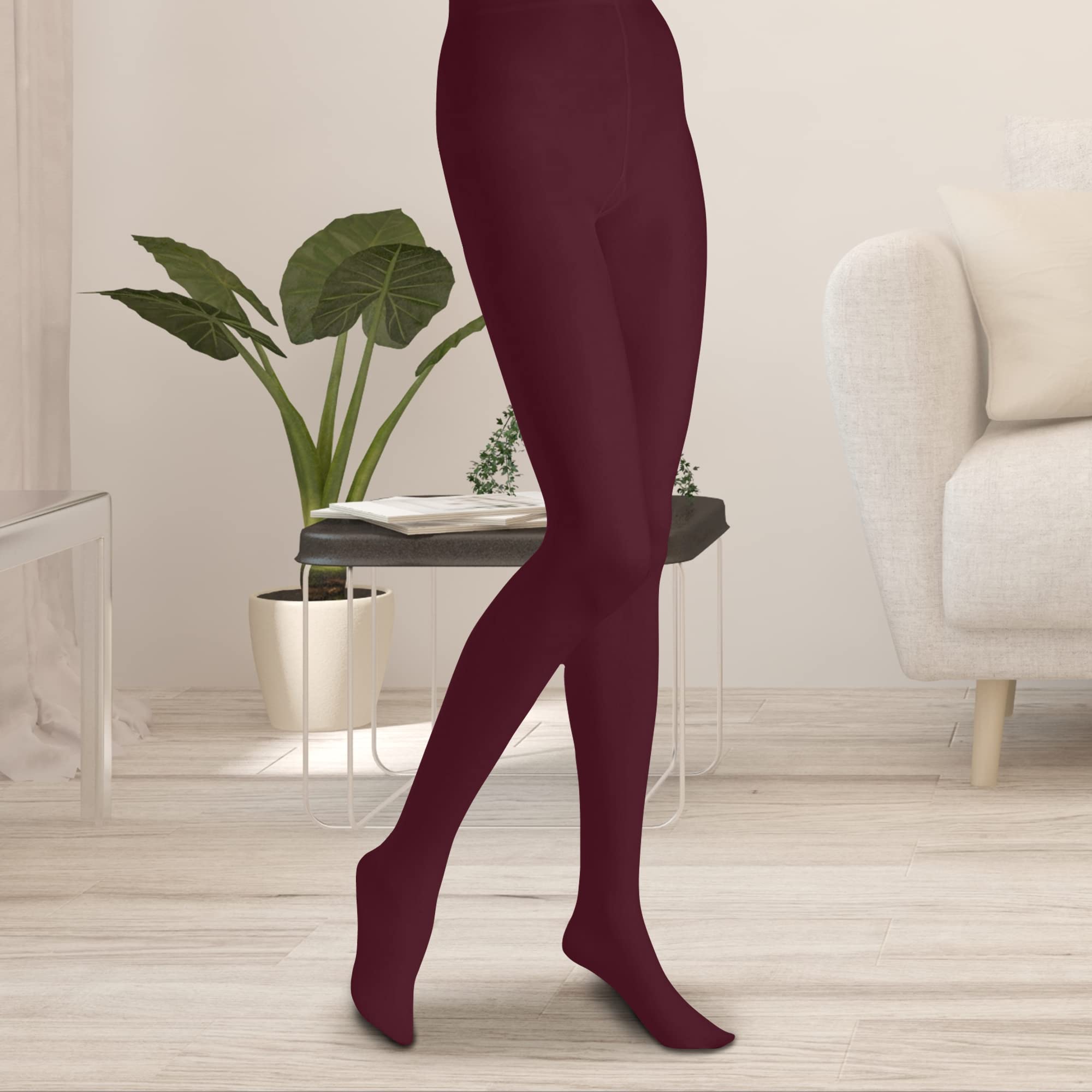 Butterfly EMEM Women's Plus Size Opaque Footed Tights - Queen Size, High Waist Control Top, Comfortable Stretch Pantyhose for Work, Travel & Everyday Wear