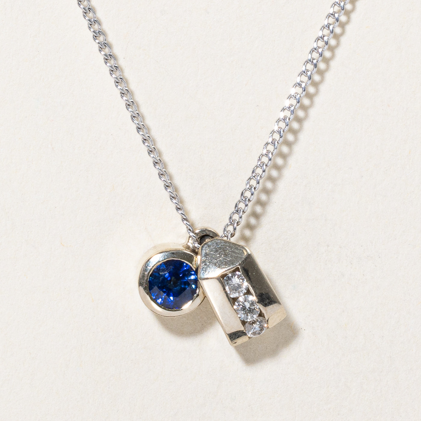 Exquisite 18K Gold Bezel Set Sapphire and Diamond Pendant Necklace | 0.43ct Natural Sapphire & 0.12ctw Diamond Accents | Elegant Jewelry Gift for Women | Perfect for Weddings, Anniversaries and Special Occasions