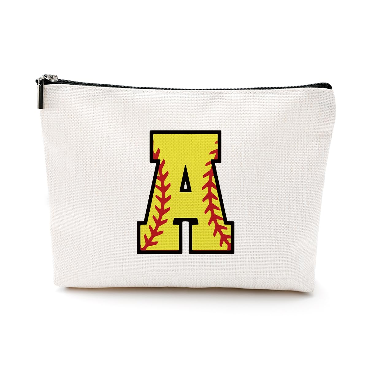Personalized Monogrammed Makeup Bag for Women & Girls - Custom Cosmetic Pouch, Toiletry Bag, Softball Coach Gift (A-Z) - Perfect for Travel, Gym, Team Gifts & Everyday Use