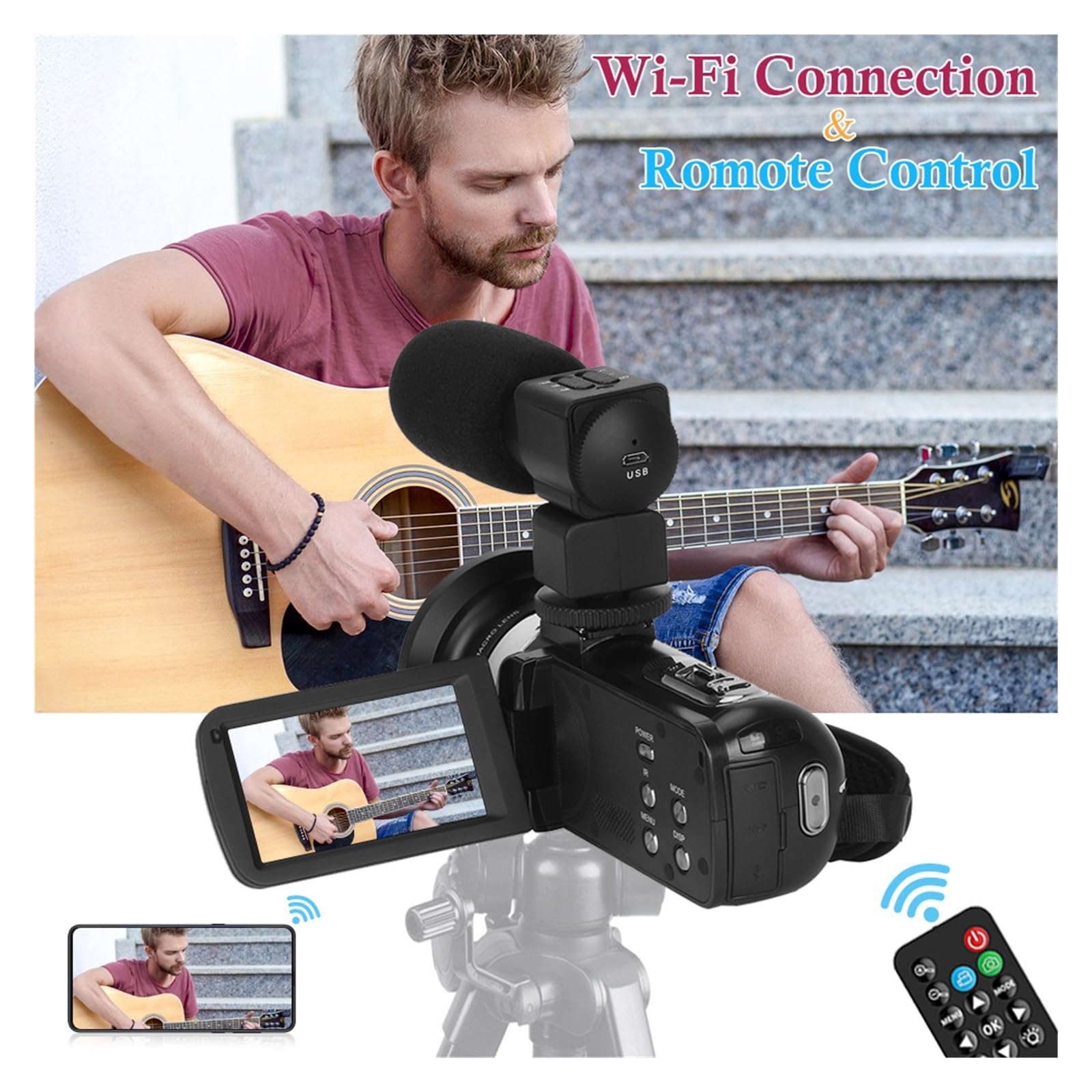 NMBHUS 4K Video Camera for Live Streaming & Vlogging - Digital Camcorder with Wide Angle Lens, Night Vision, 16GB SD Card Included - Perfect for YouTube, Travel, Sports & Event Recording