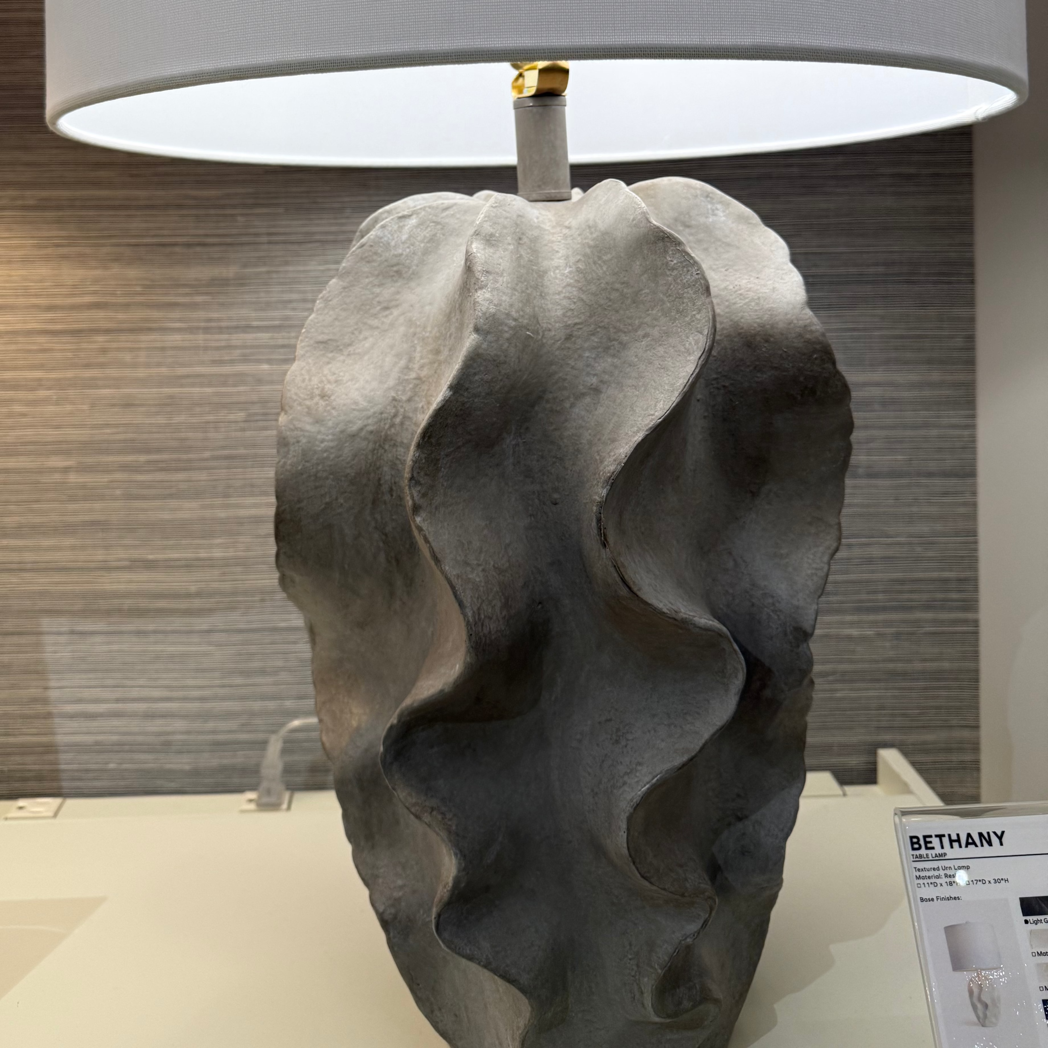 Bethany Lamp Light Gray Resin - Modern Table Lamp with Multiple Size Options for Living Room, Bedroom & Office Decor