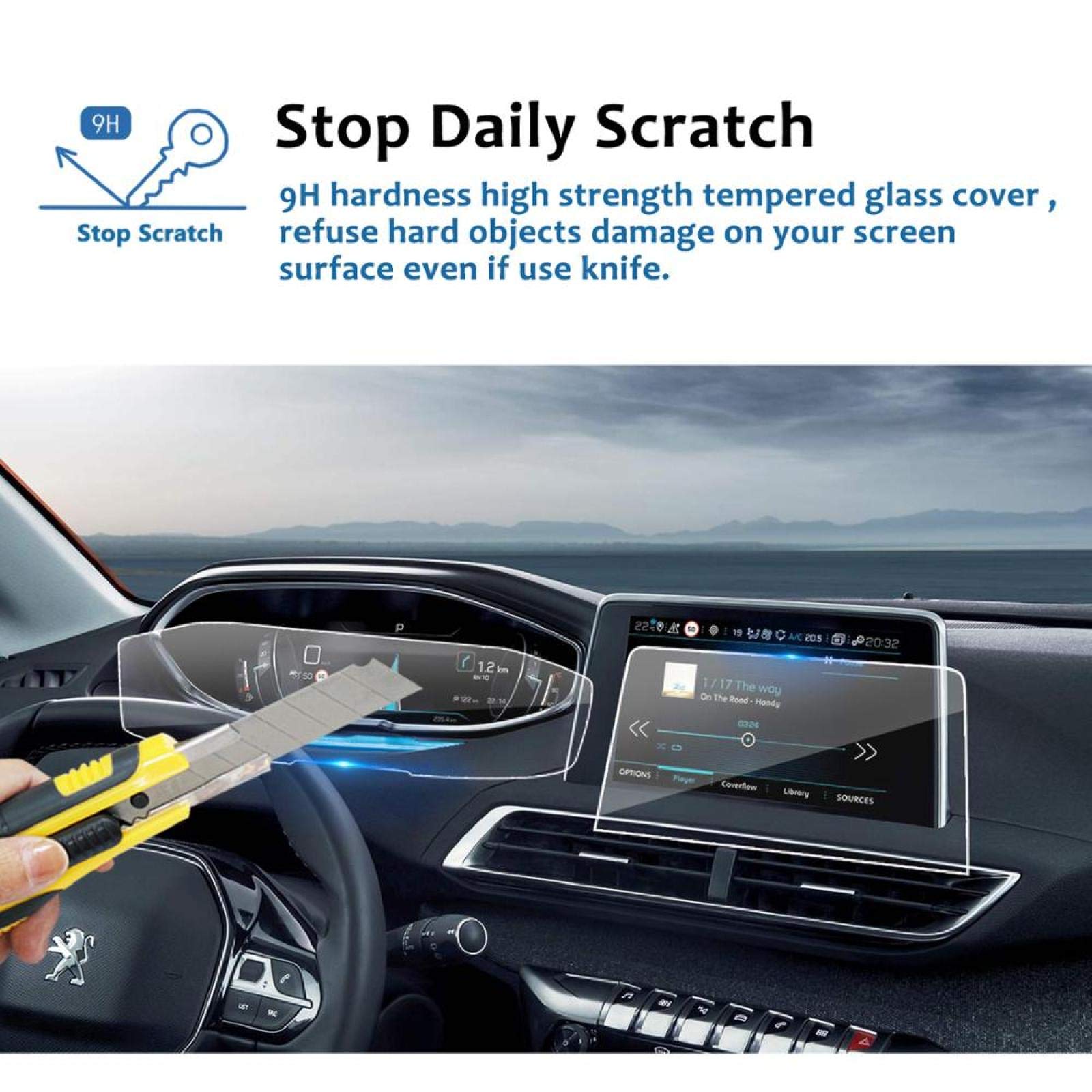 Peugeot 3008 5008 GT 2018 Car GPS Navigation Screen Protector - HD Clear Anti-Scratch Display Cover - Interior Accessories for Safe Driving & Touchscreen Protection