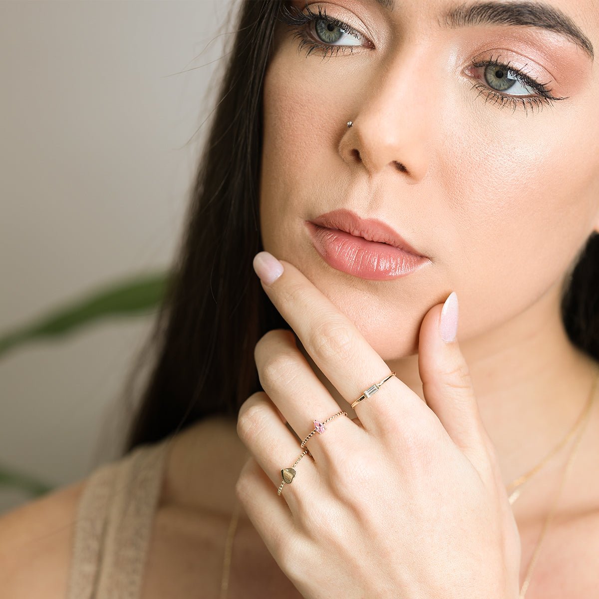 14k Yellow Gold Heart Beaded Cocktail Ring - Elegant Dainty Jewelry for Women, Perfect for Date Night, Parties & Special Occasions