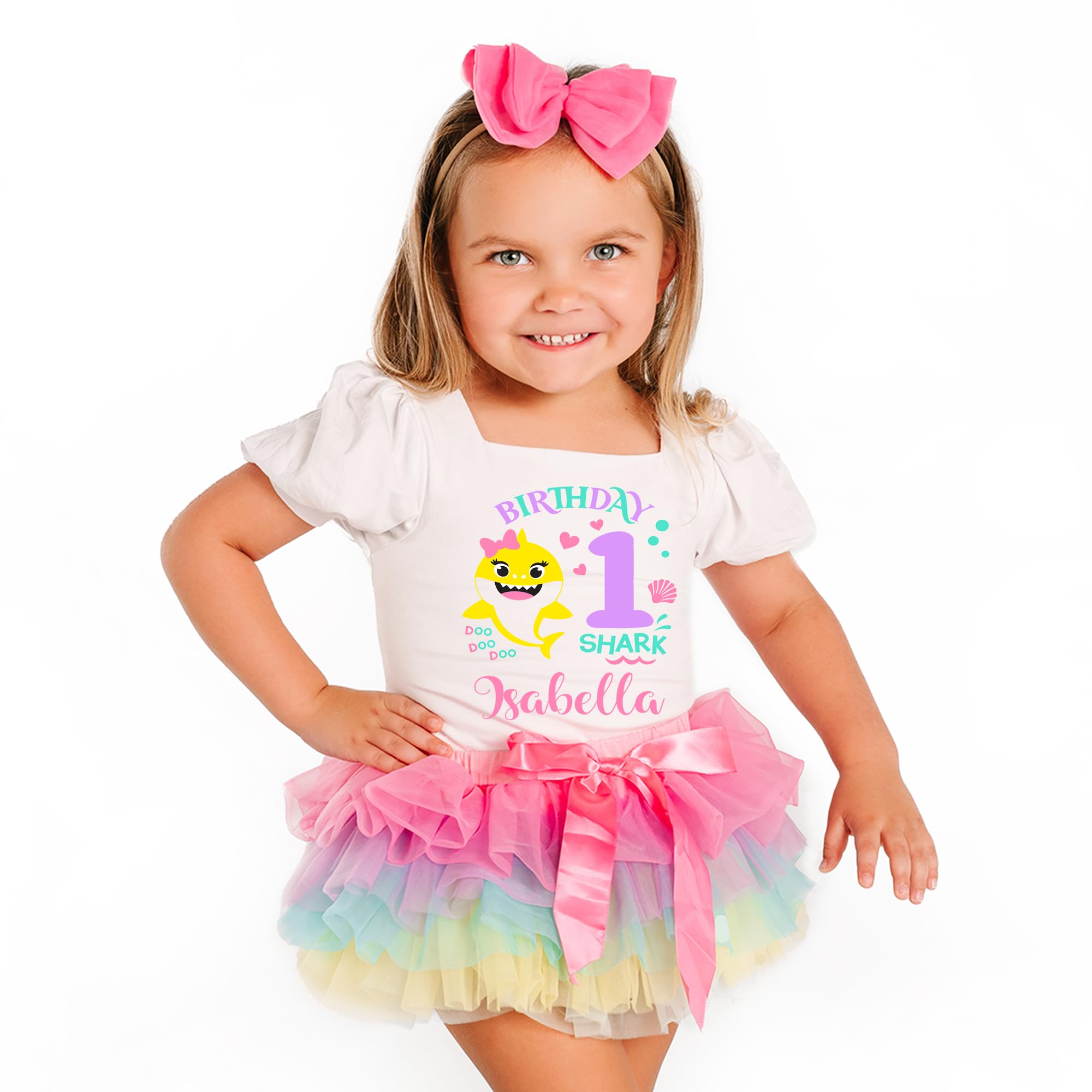 Shark Birthday Outfit for Girls - Colorful 1st & 2nd Birthday Tutu Dress with Onesie | Toddler Baby Birthday Party Dress | Perfect for First Birthday Photos, Shark-Themed Parties & Special Occasions