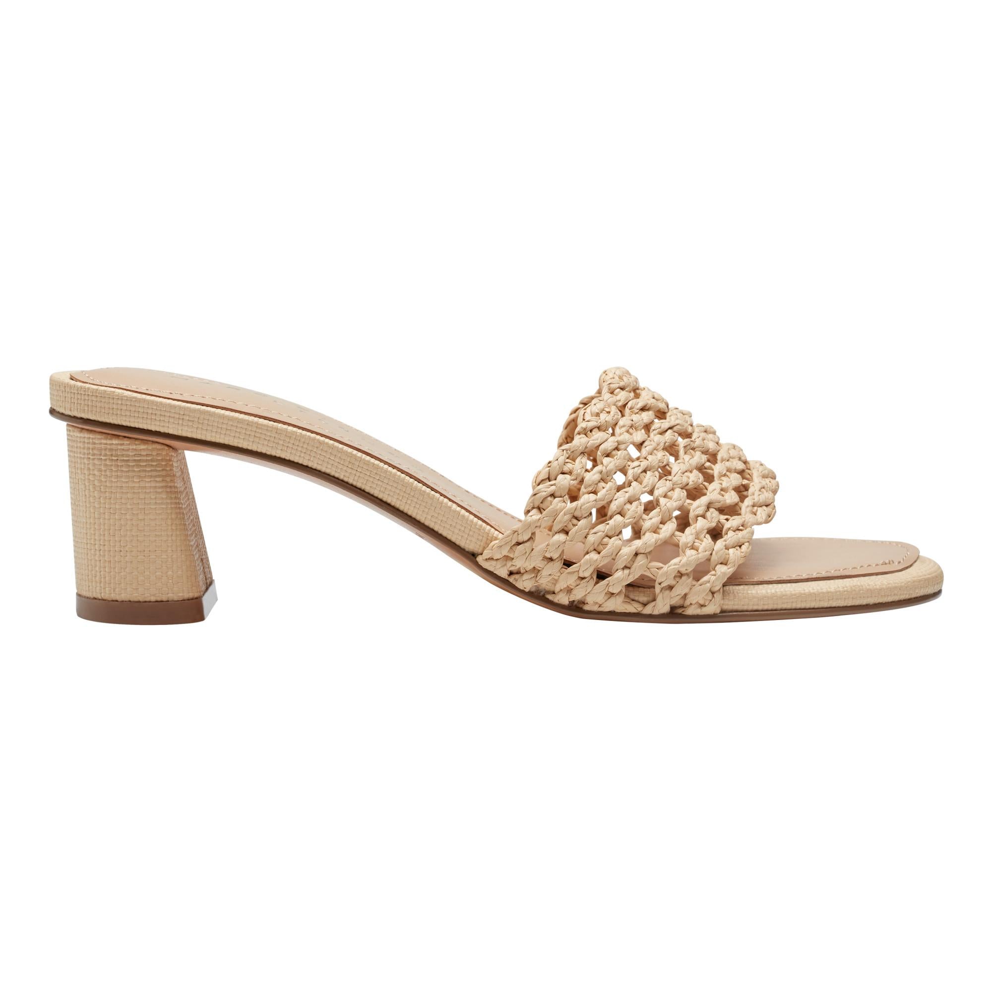 Marc Fisher Ltd Women's Jazmine Natural Raffia Braid Wedge Sandals - Comfortable Summer Casual Shoes for Beach, Vacation & Outdoor Wear