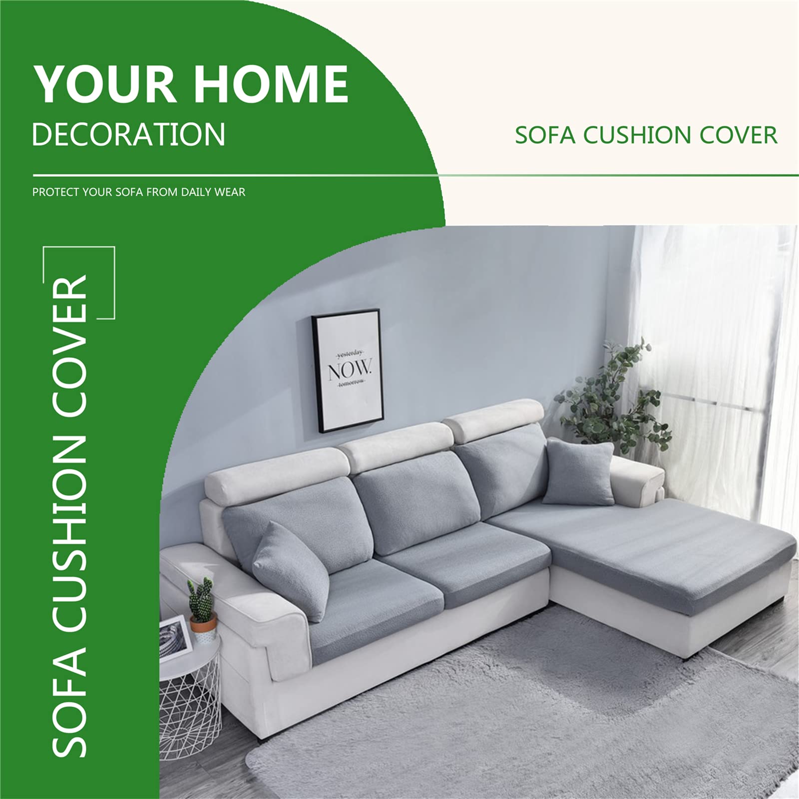 Stretch Waterproof Sofa Cushion Covers - High Elastic Fabric Slipcovers for Couches & Chairs (Light Grey, Backrest Included) | Perfect for Pets, Kids & Spill Protection in Living Rooms