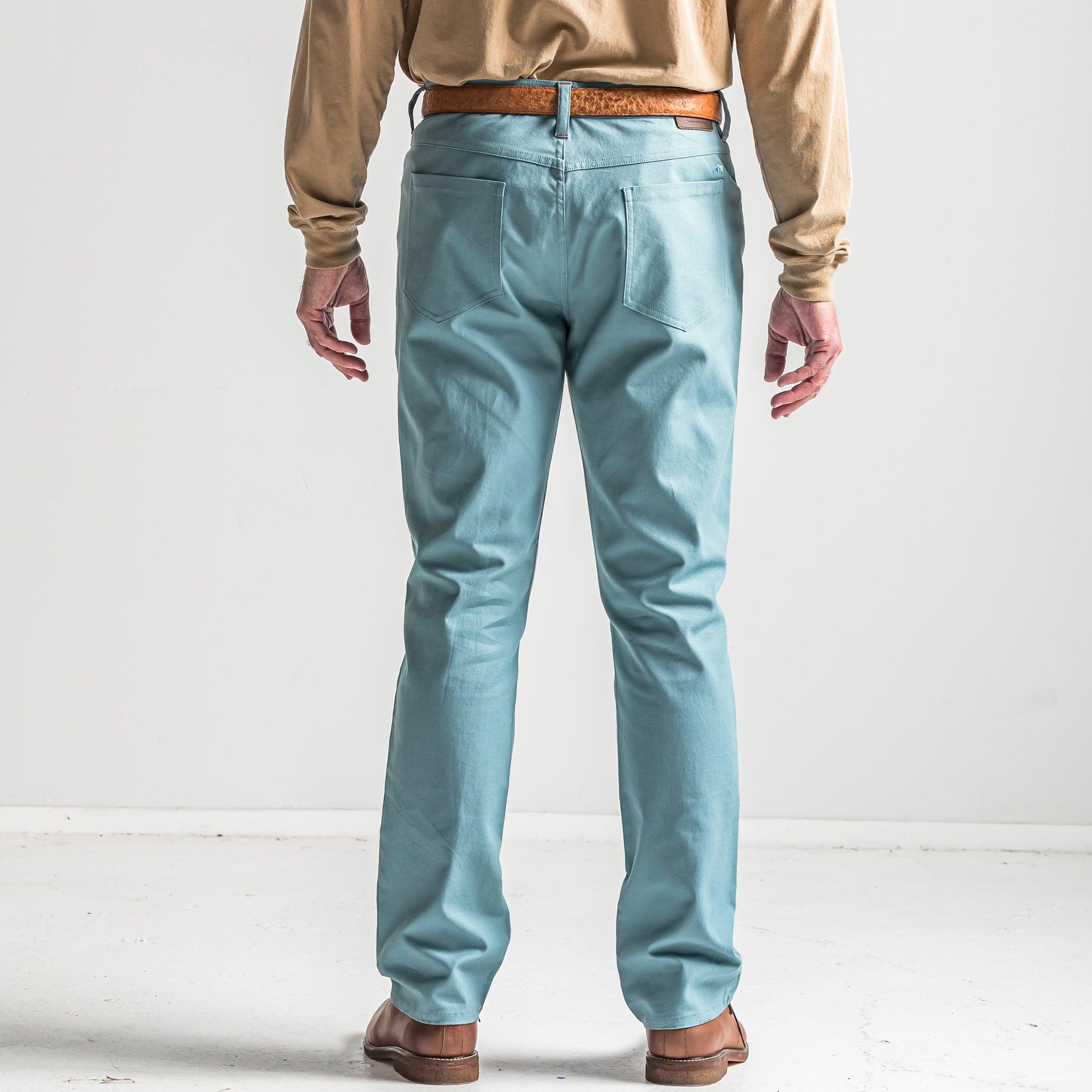 Flex Micro Canvas Five Pocket Stretch Pant for Men - Comfortable Work & Outdoor Pants in Smoke Blue - Perfect for Hiking, Travel & Casual Wear
