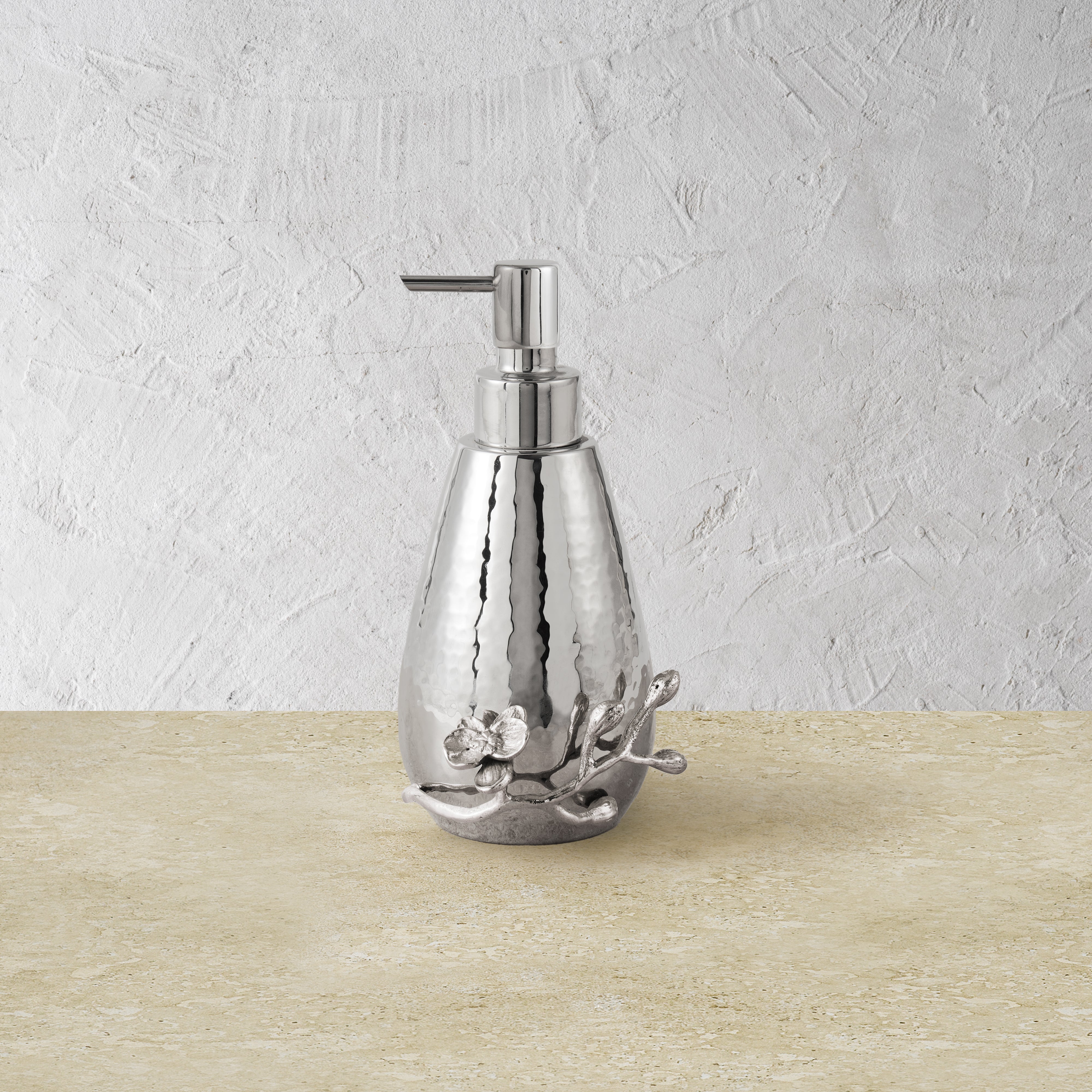 Elegant White Orchid Soap Dispenser - Automatic Touchless Hand Soap Pump for Bathroom & Kitchen - Modern Liquid Soap Dispenser for Home, Office, or Restaurant Use