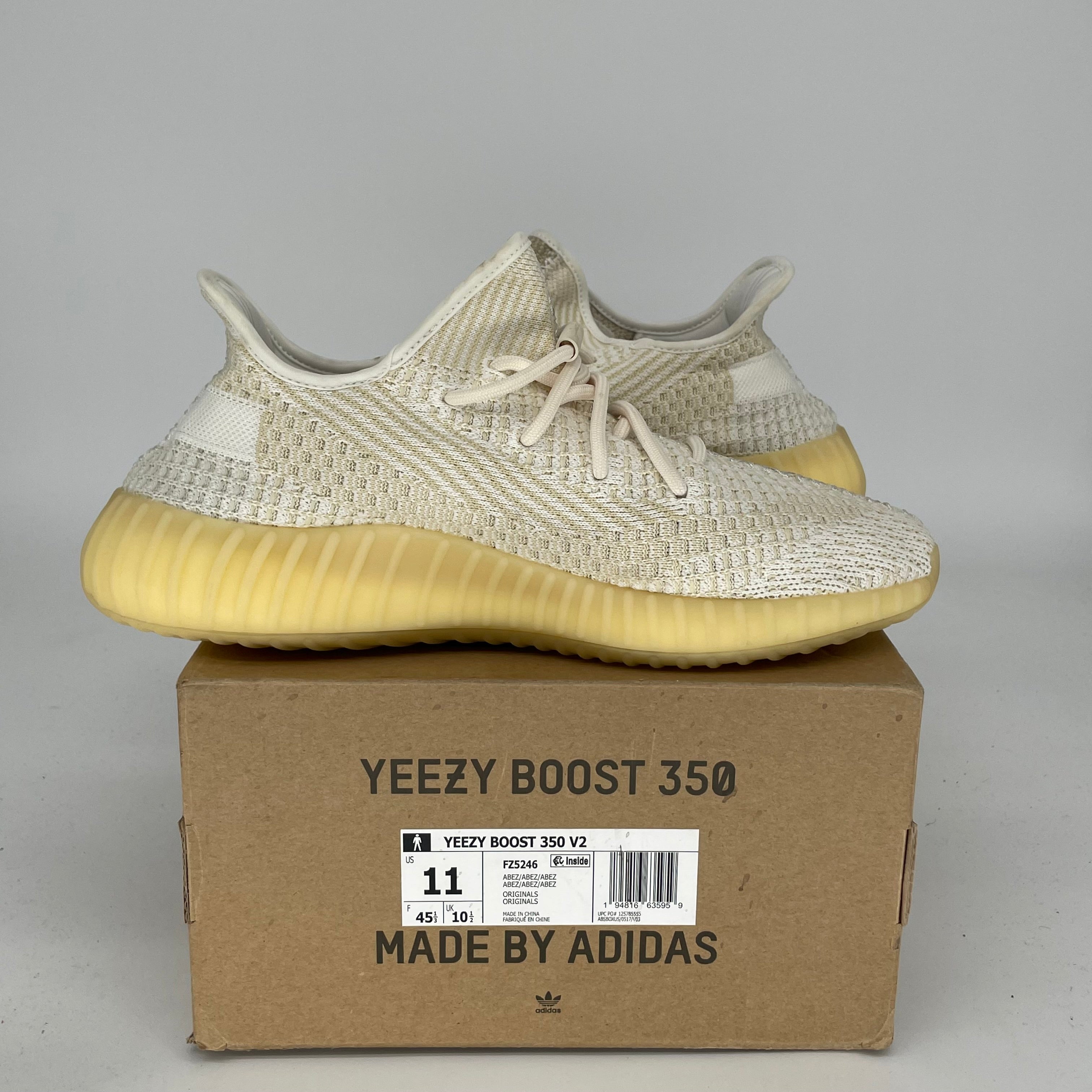 Adidas Yeezy Boost 350 V2 'Natural' - Men's Size 11 Sneakers (FZ5246) | Comfortable Running Shoes for Gym, Jogging & Casual Wear