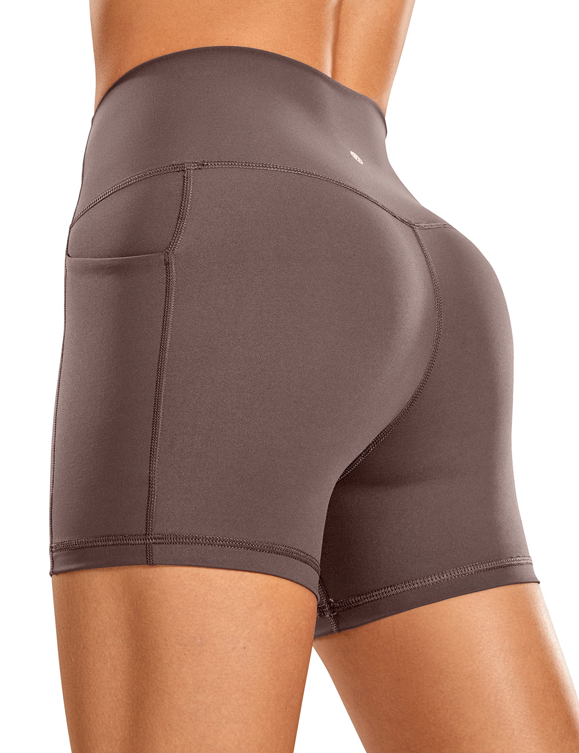 CRZ YOGA Women's High Waisted Biker Shorts - 4''/5''/6''/8''/10'' Naked Feeling Yoga Gym Spandex Shorts with Side Pockets for Running, Workout & Lounge Wear