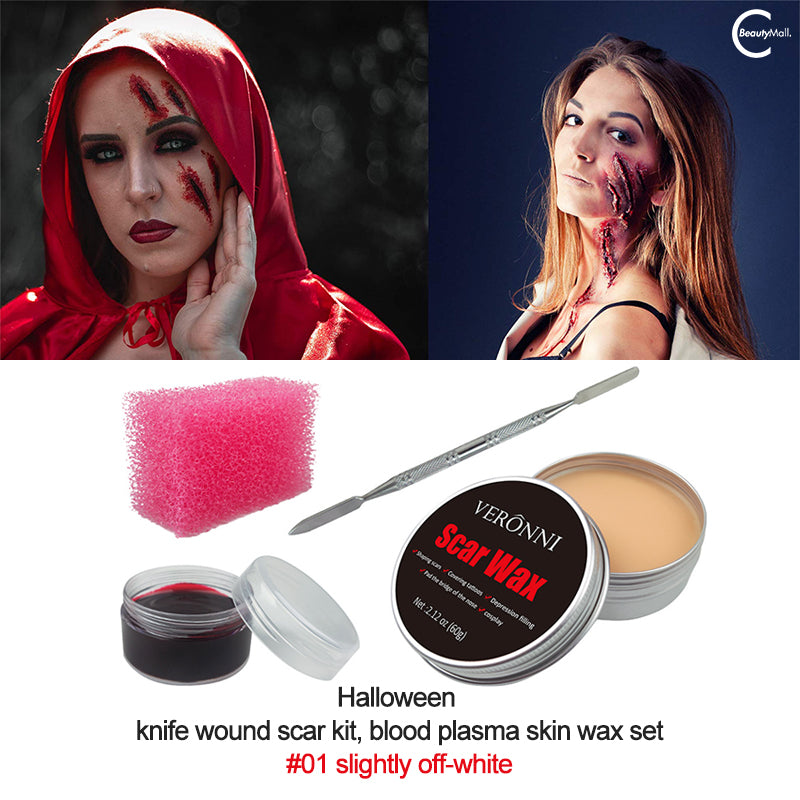 VERONNI Professional Scar Wax for Special Effects Makeup - Realistic Fake Wounds & Cuts for Halloween, Cosplay & Theater - Easy to Apply & Blend SFX Makeup Kit