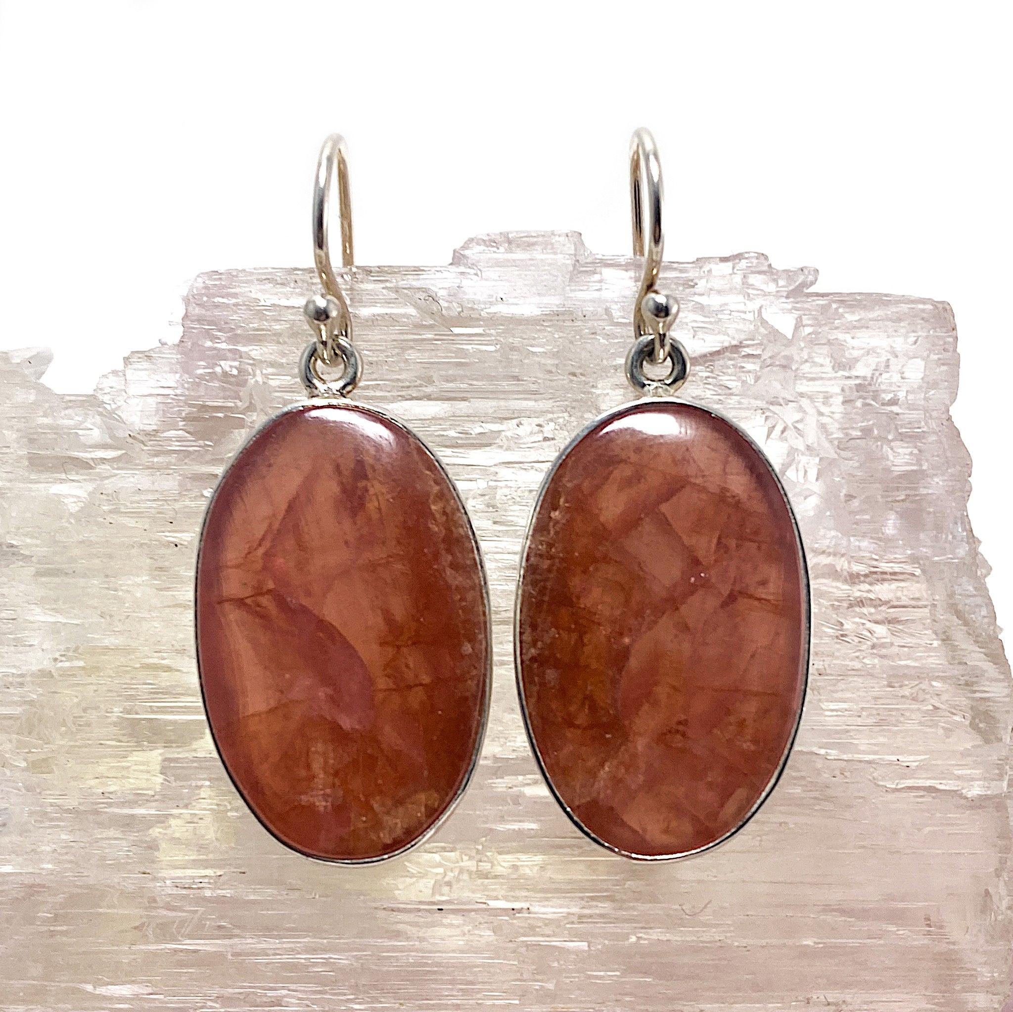 Rhodochrosite Oval Cabochon Earrings - Handmade Gemstone Jewelry for Women - Perfect for Weddings, Parties & Gifts