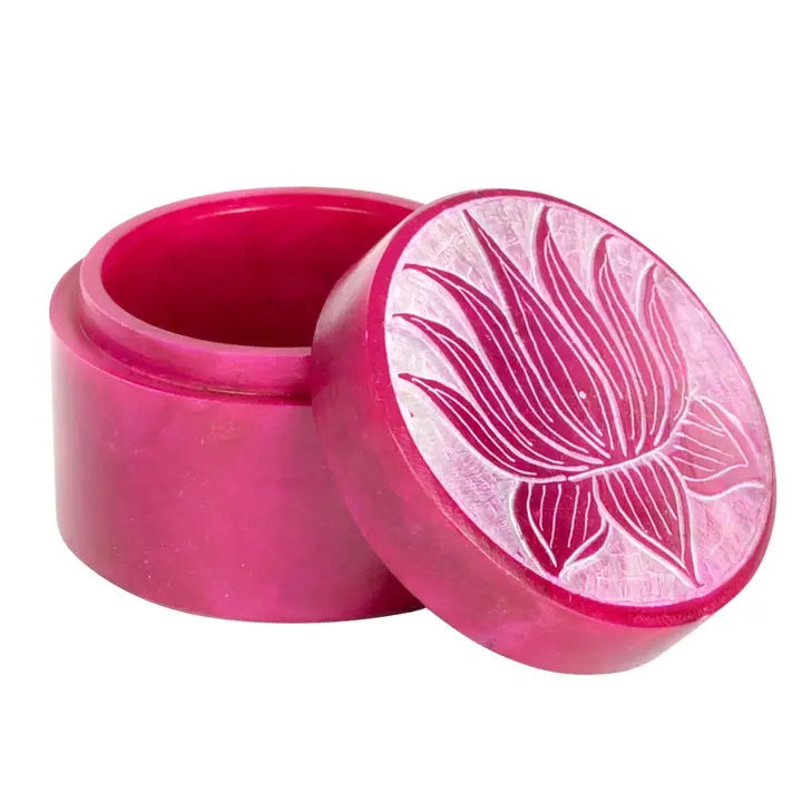 Premium Lotus Soapstone Box - Handcrafted Stone Jewelry Organizer | Perfect for Meditation Spaces, Yoga Studios & Home Decor