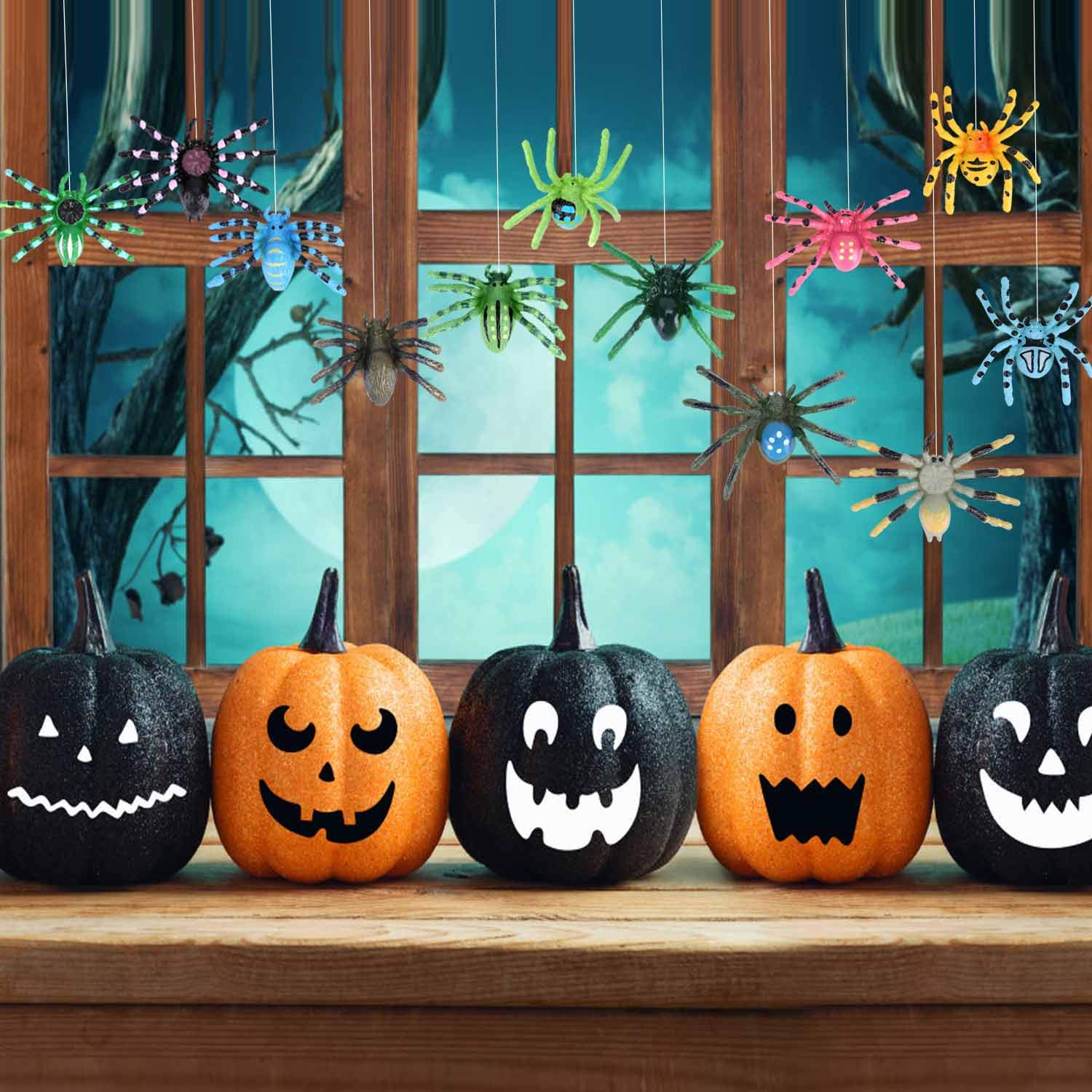 FLORMOON 12-Piece Realistic Plastic Halloween Spider Toy Set - Educational Insect Action Figures for Kids - Perfect for Learning, Birthday Gifts & Halloween Decorations