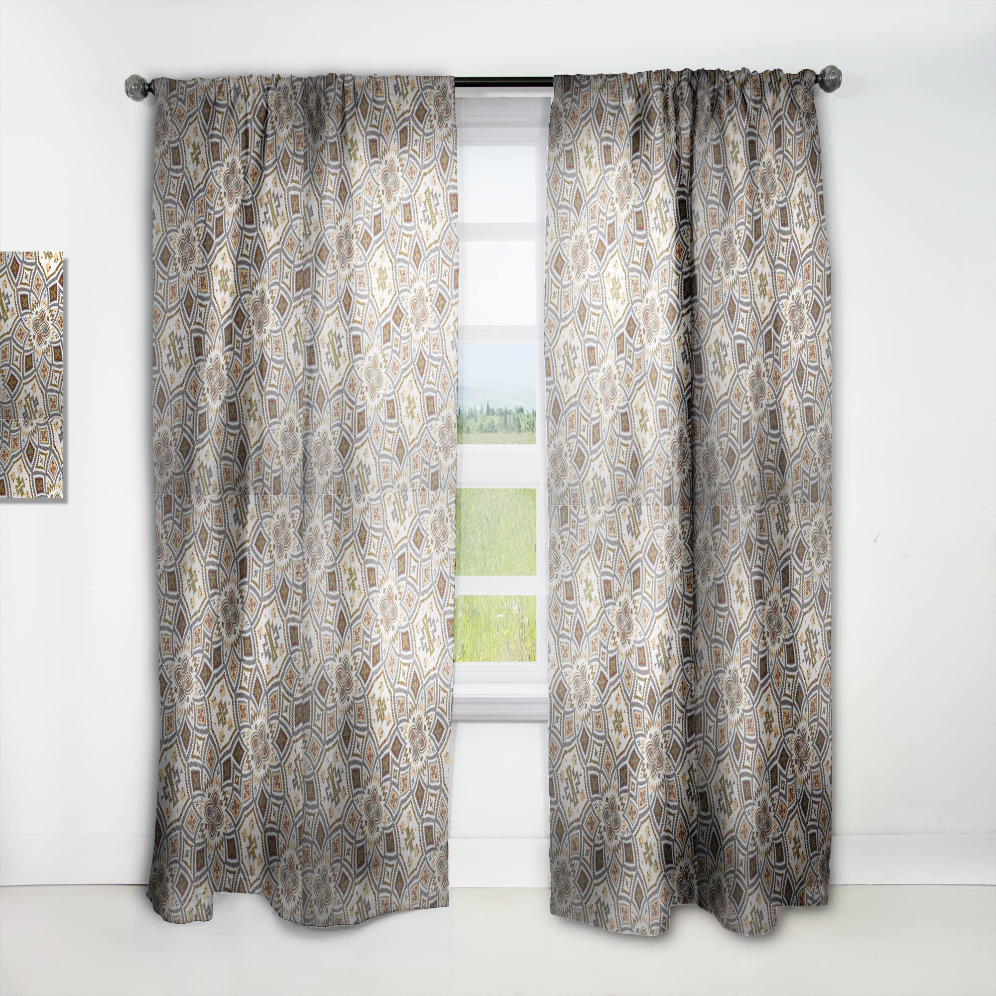 DesignQ Arabic Mosaic Ceiling Thermal Insulated Curtains - Single Panel 52x108 - Elegant Window Treatments for Bedroom & Living Room | Perfect for Home Decor, Privacy & Temperature Control