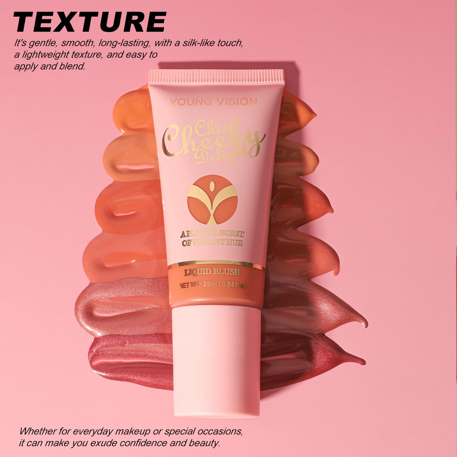 YOUNG VISION Matte Liquid Blush Wand - Velvety Cheek Tint for Natural Flush | Long-Lasting Liquid Blush with Buildable Coverage | Blendable & Lightweight Formula | 25ml/0.84 fl oz | Perfect for Everyday Makeup & Special Occasions