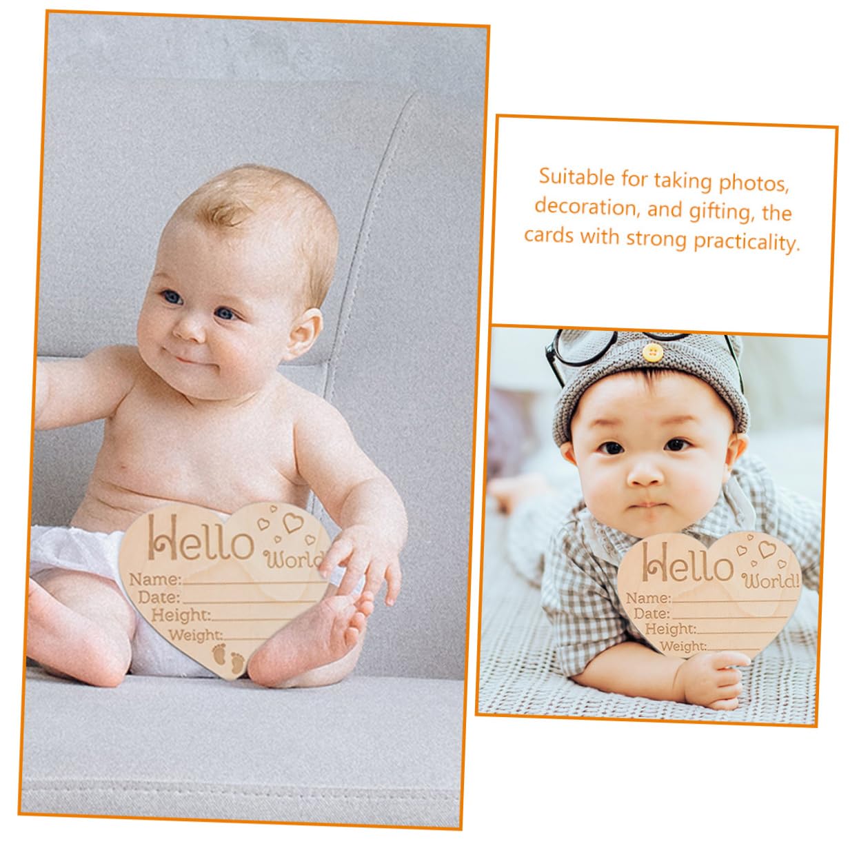 BIUDECO 4-Piece Newborn Baby Name Sign Set - Wooden Birth Announcement & Photography Decor for Nursery, Baby Shower, and Gender Reveal Party