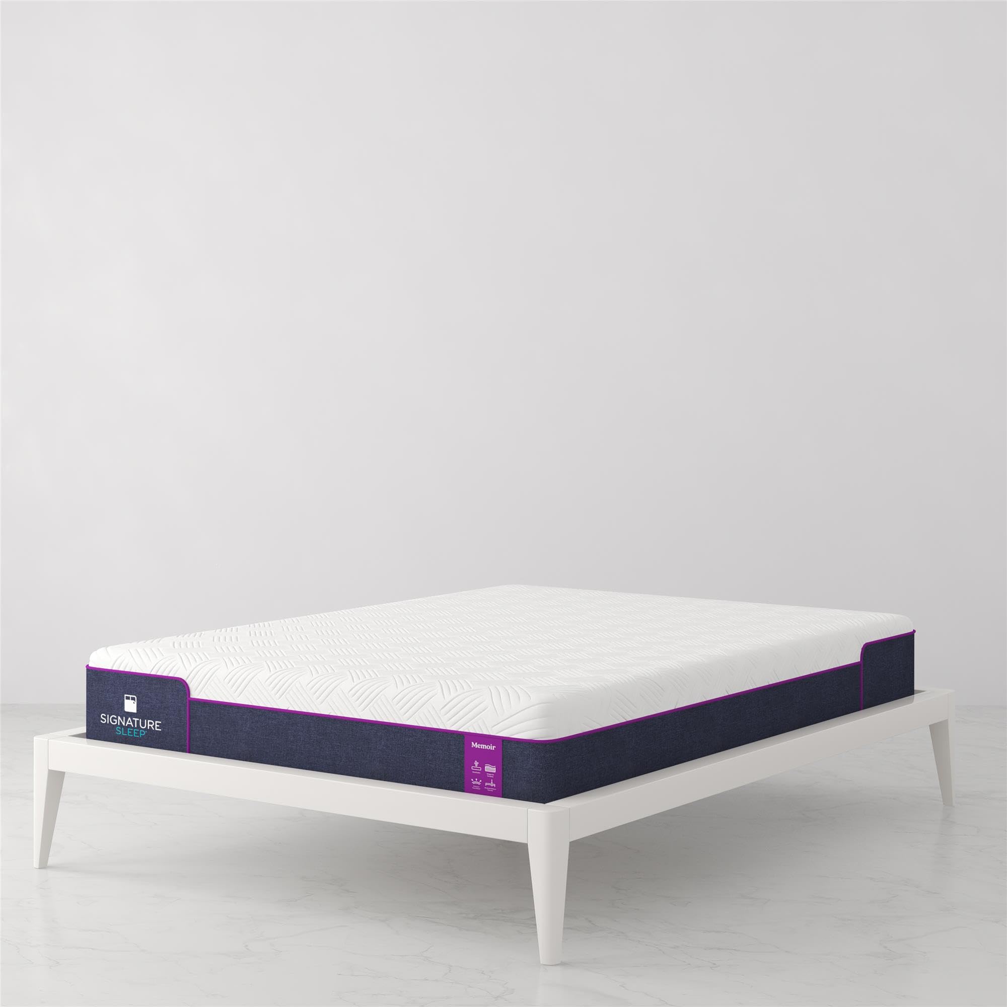 Signature Sleep Memoir 10 Inch Medium Firm Memory Foam Mattress - CertiPUR-US & OEKO-TEX Certified - Full Size Bed Mattress in White - Perfect for Guest Rooms, Dorms & Small Apartments