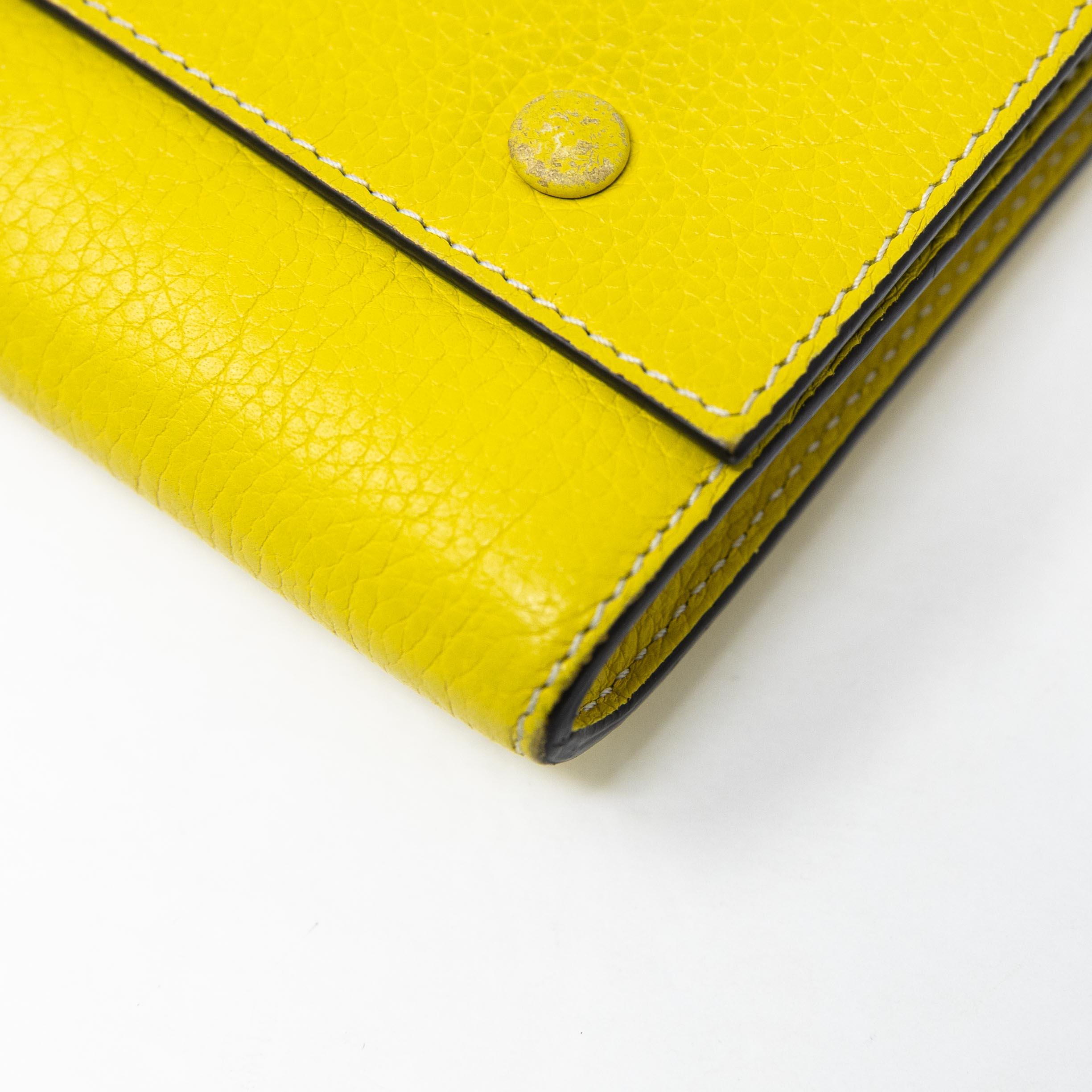 Celine Yellow Leather Long Wallet for Women - Stylish & Spacious Designer Wallet for Everyday Use & Travel