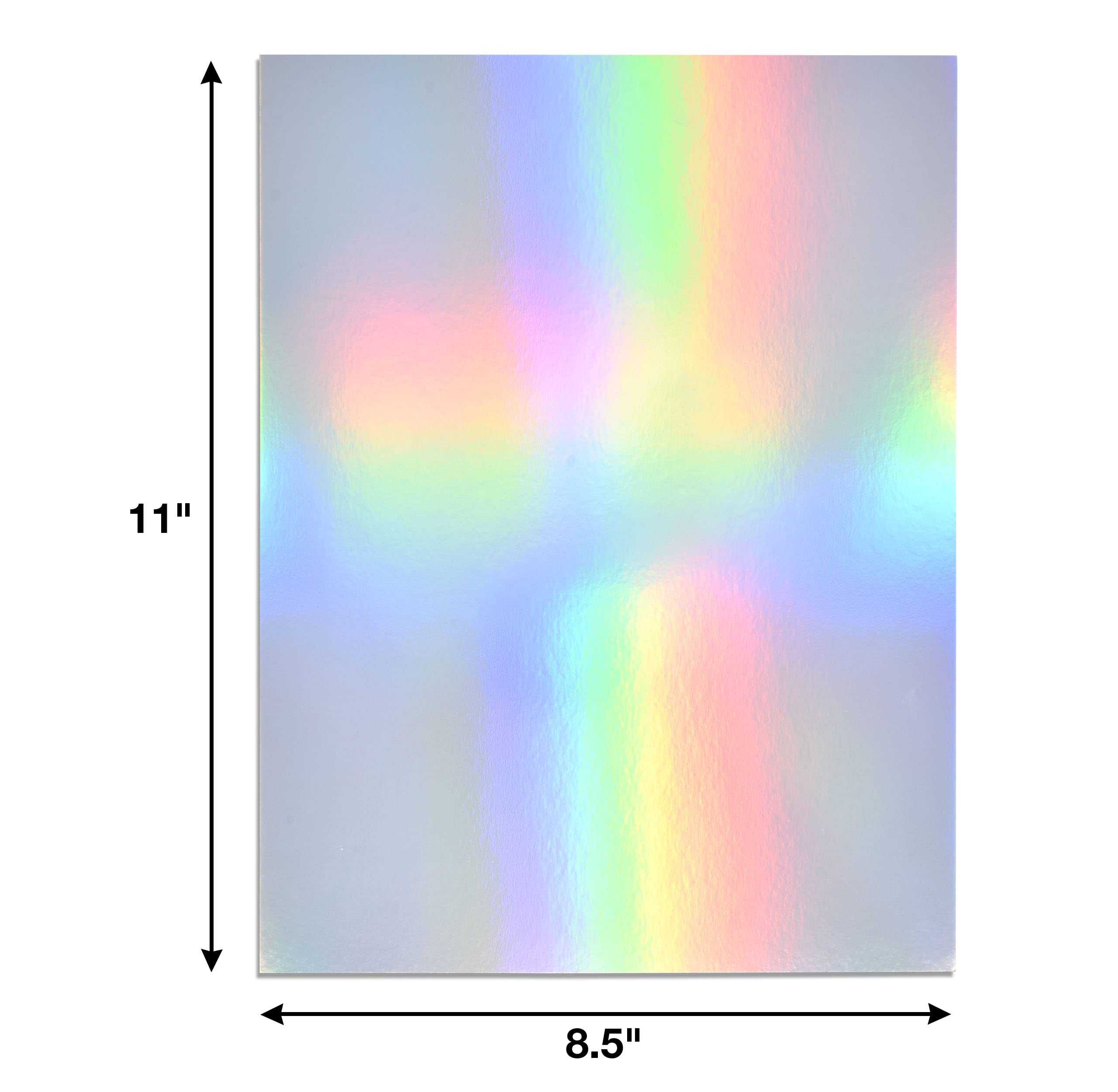 50-Pack Metallic Holographic Cardstock Sheets - Shiny Iridescent Mirror Paper for DIY Crafts, Scrapbooking & Card Making - 8.5
