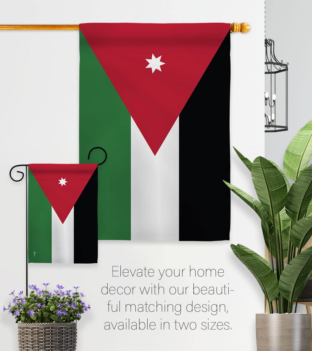 Americana Home & Garden Jordan Garden Flag Set with Stand - Double-Sided Outdoor Decoration for Yard, Patio & House - USA Made Country & Regional Banner - Perfect Gift for Garden Enthusiasts