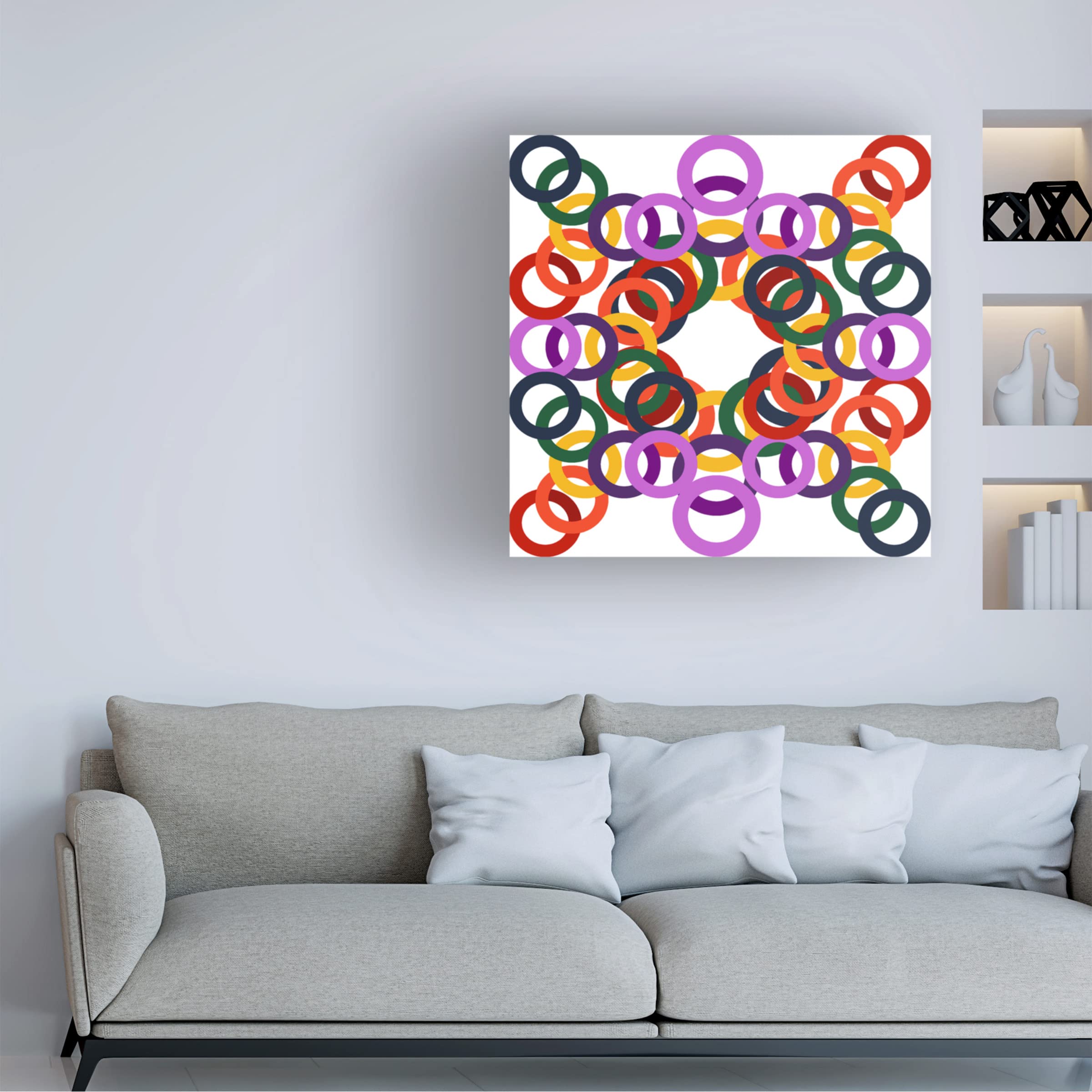 Richard Homawoo Rainbow Circles 14 Canvas Art Print - Modern Abstract Wall Decor for Living Room, Bedroom & Office | Trademark Fine Art Collection