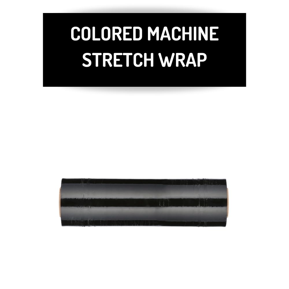 MMBM Black Stretch Wrap Film - 20 Inch x 5000 Feet, 80 Gauge, 2 Pack - Heavy Duty Colored Plastic Cling Film for Pallet Wrapping & Color Coding - Perfect for Warehouse, Shipping & Industrial Packaging