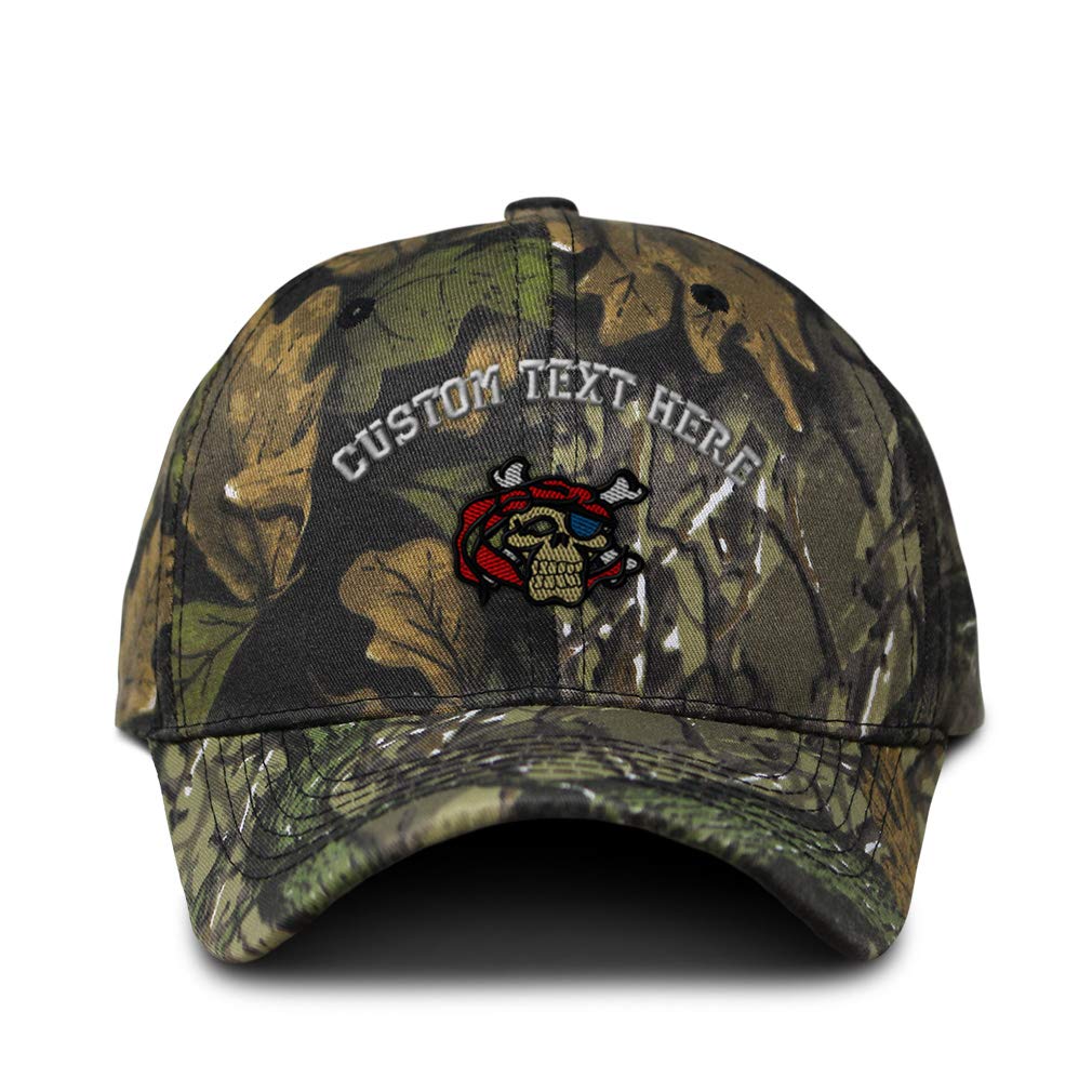 Custom Camo Baseball Cap with Skull & Crossbones Embroidery - Adjustable Cotton Strap Closure - Hunting, Outdoor, Tactical & Military Style Hat for Men