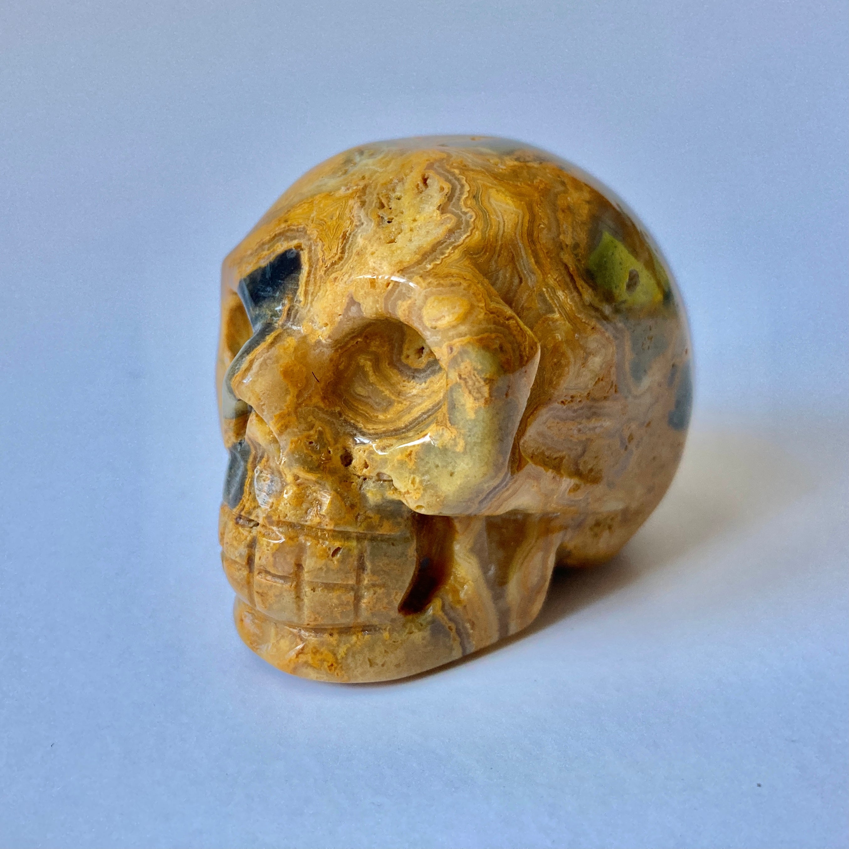 Yellow Mustard Jasper Skull - Natural Healing Crystal for Meditation, Yoga & Spiritual Decor - Perfect for Home, Office & Gift Giving