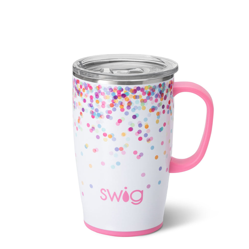 18oz Confetti Travel Mug - Insulated Stainless Steel Coffee Tumbler with Lid & Handle - Perfect for Commuting, Office & Outdoor Adventures