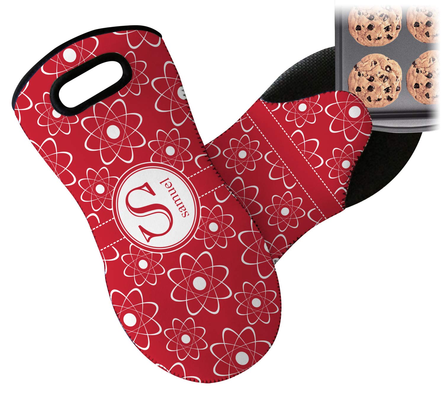 Custom Personalized Atomic Orbit Neoprene Oven Mitt with Name & Initial - Heat Resistant Kitchen Glove for Baking, Cooking & Grilling - Unique Gift for Chefs & Home Cooks