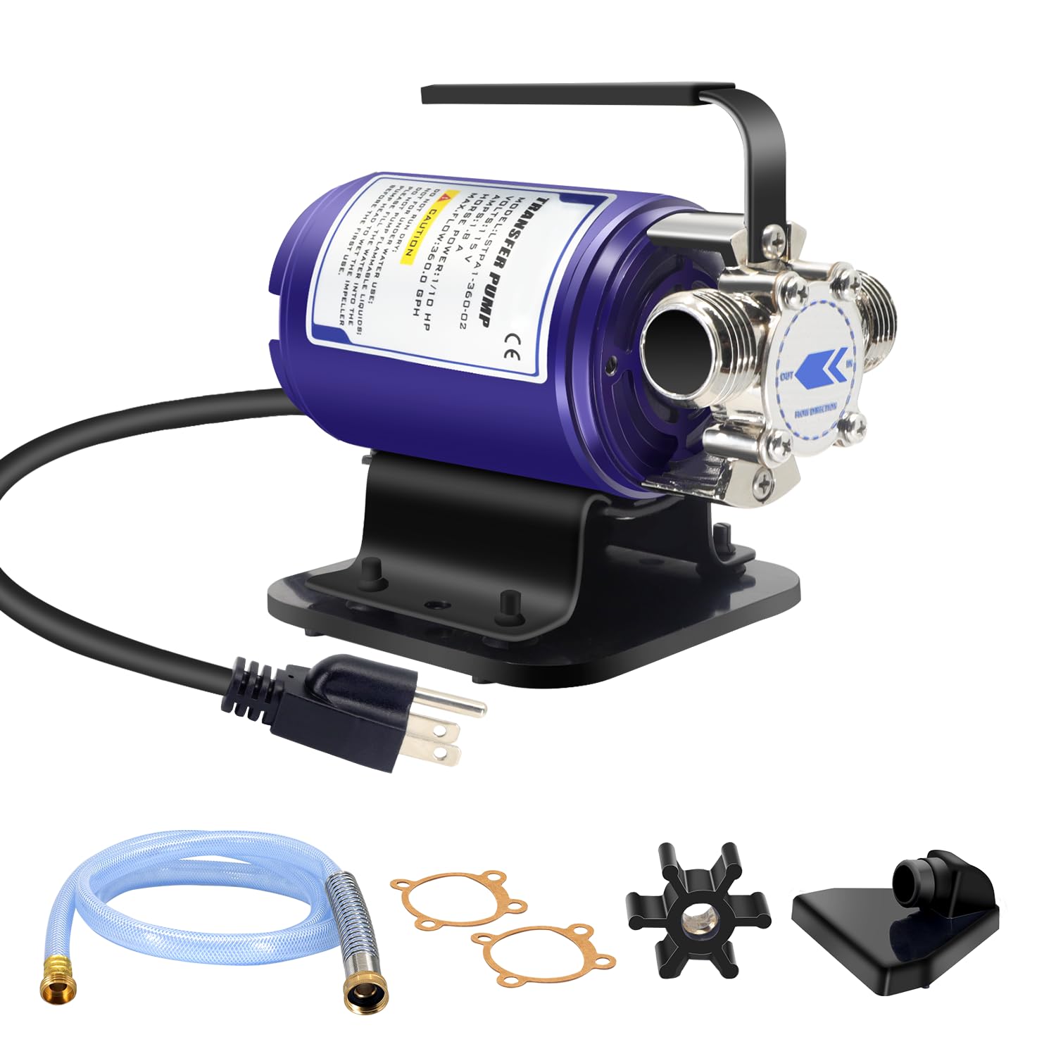 Electric Water Transfer Pump with Suction Hose Kit - 1/10HP 330GPH Portable Self-Priming Utility Pump for Basement, Garden, Rain Barrel, Sump, Pond & Pool Draining - Ideal for Yard, Aquariums & Clogged Sinks - Perfect for Flood Prevention, Irrigation & Water Feature Maintenance