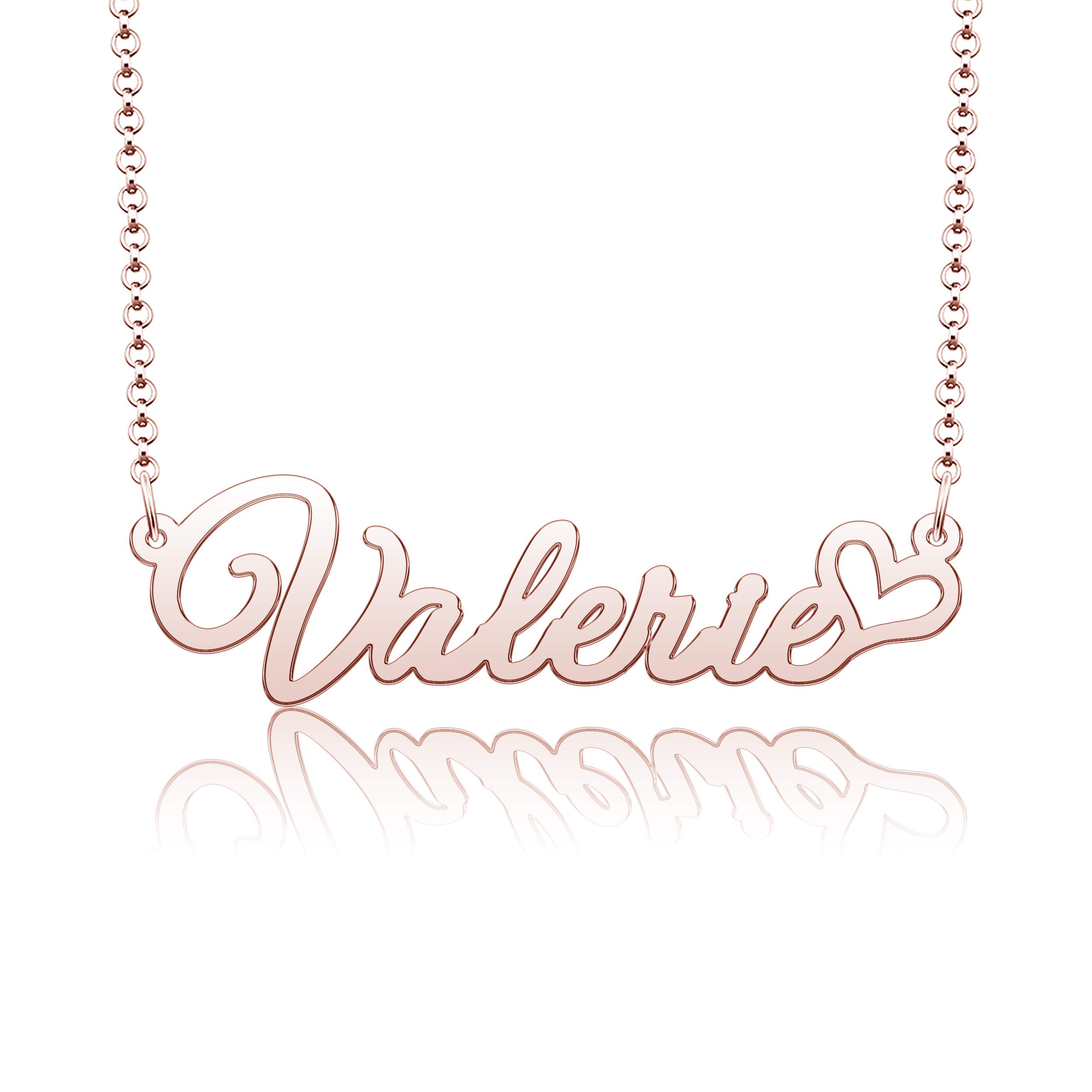 Personalized Name Necklace for Women & Girls - Heart Symbol Copper & Gold Jewelry - Custom Engraved Gift for Birthday, Anniversary & Valentine's Day
