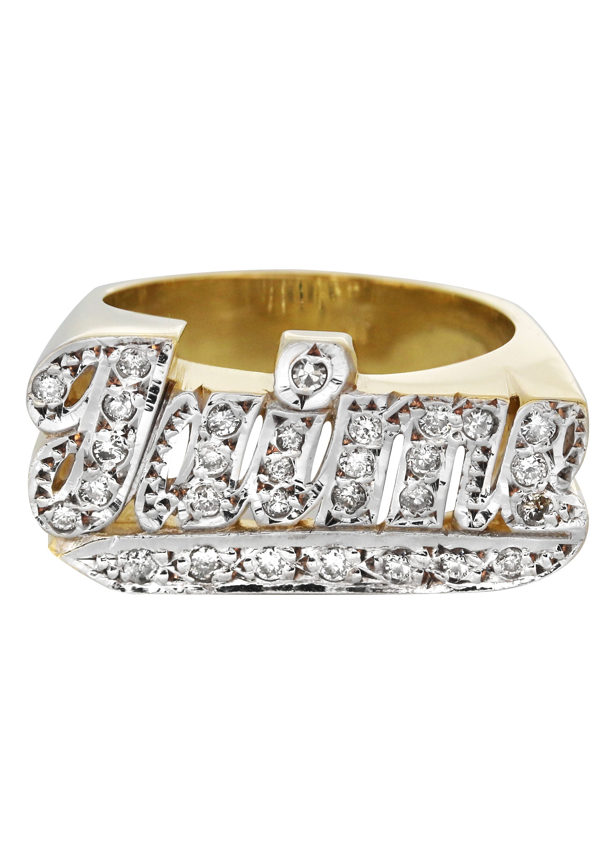 14K Diamond Two Tone Gold Name Ring for Women - Custom Engraved Personalized Jewelry Gift - 9.5 Grams | Perfect for Anniversaries, Birthdays & Special Occasions