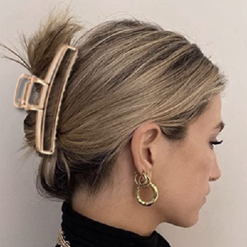 INHEAVEN Metal Hair Clips for Women - 2 Pack Medium Claw Clips for Thick Hair, Strong Hold Gold Hair Clamps for Styling | Perfect for Updos, Ponytails & Everyday Hair Accessories