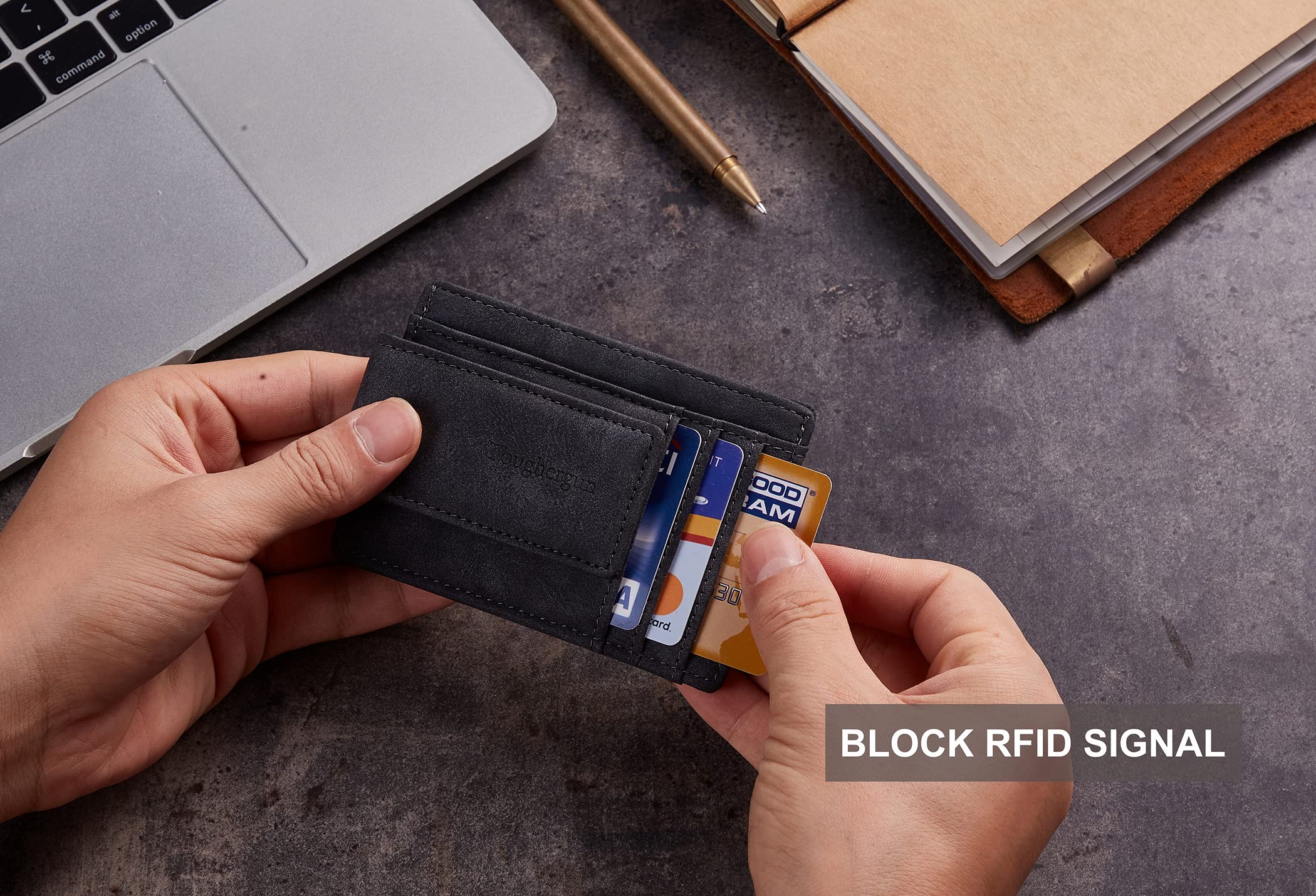 Slim Minimalist Leather Wallet for Men with Magnetic Money Clip - RFID Blocking Credit Card Holder - Front Pocket Wallet for Cash & Cards - Perfect for Travel, Business & Everyday Carry